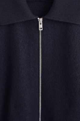 SCULPTED MERINO WOOL ZIP-UP JACKET — NAVY 8