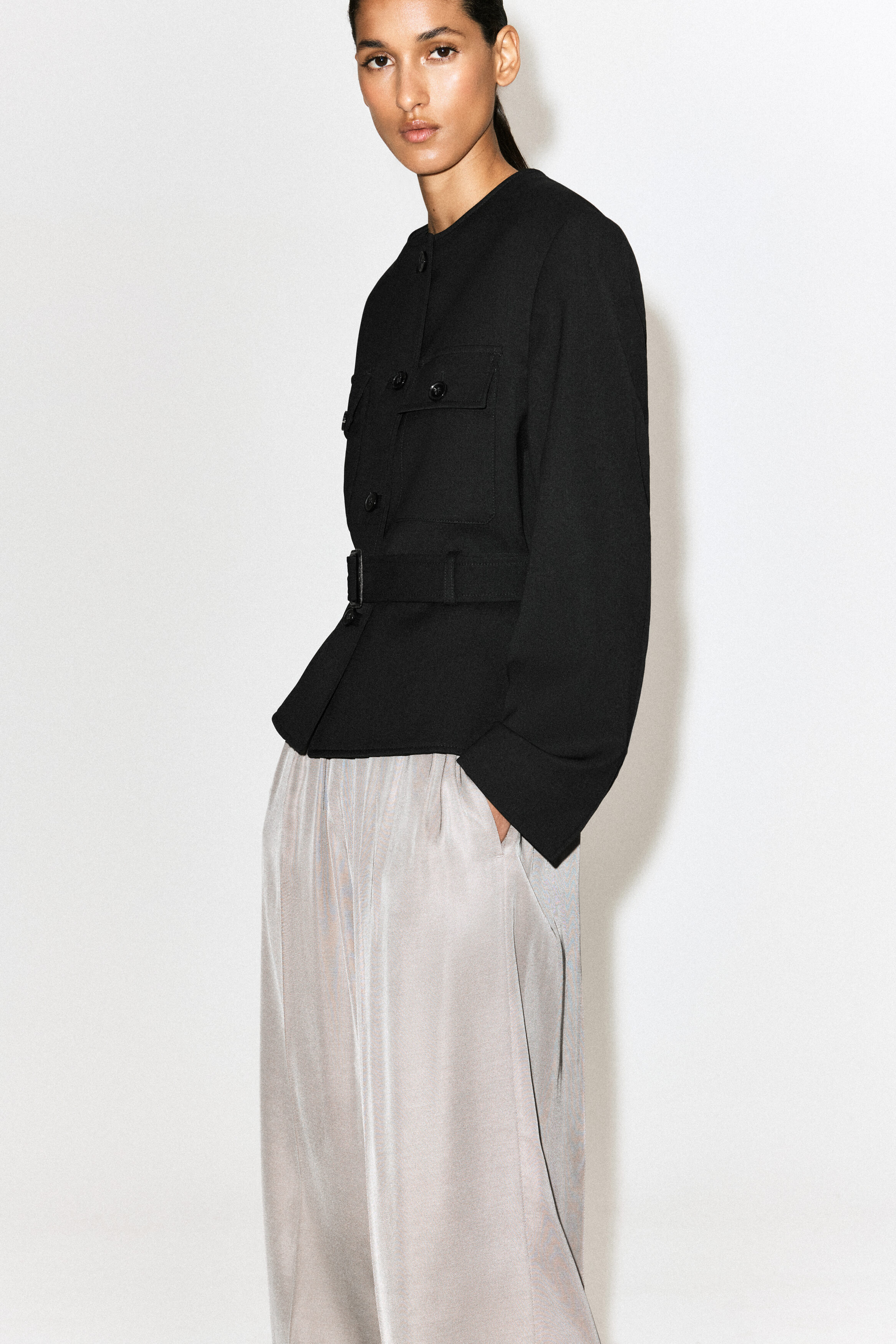 Elasticated Twill Straight-Leg Pants