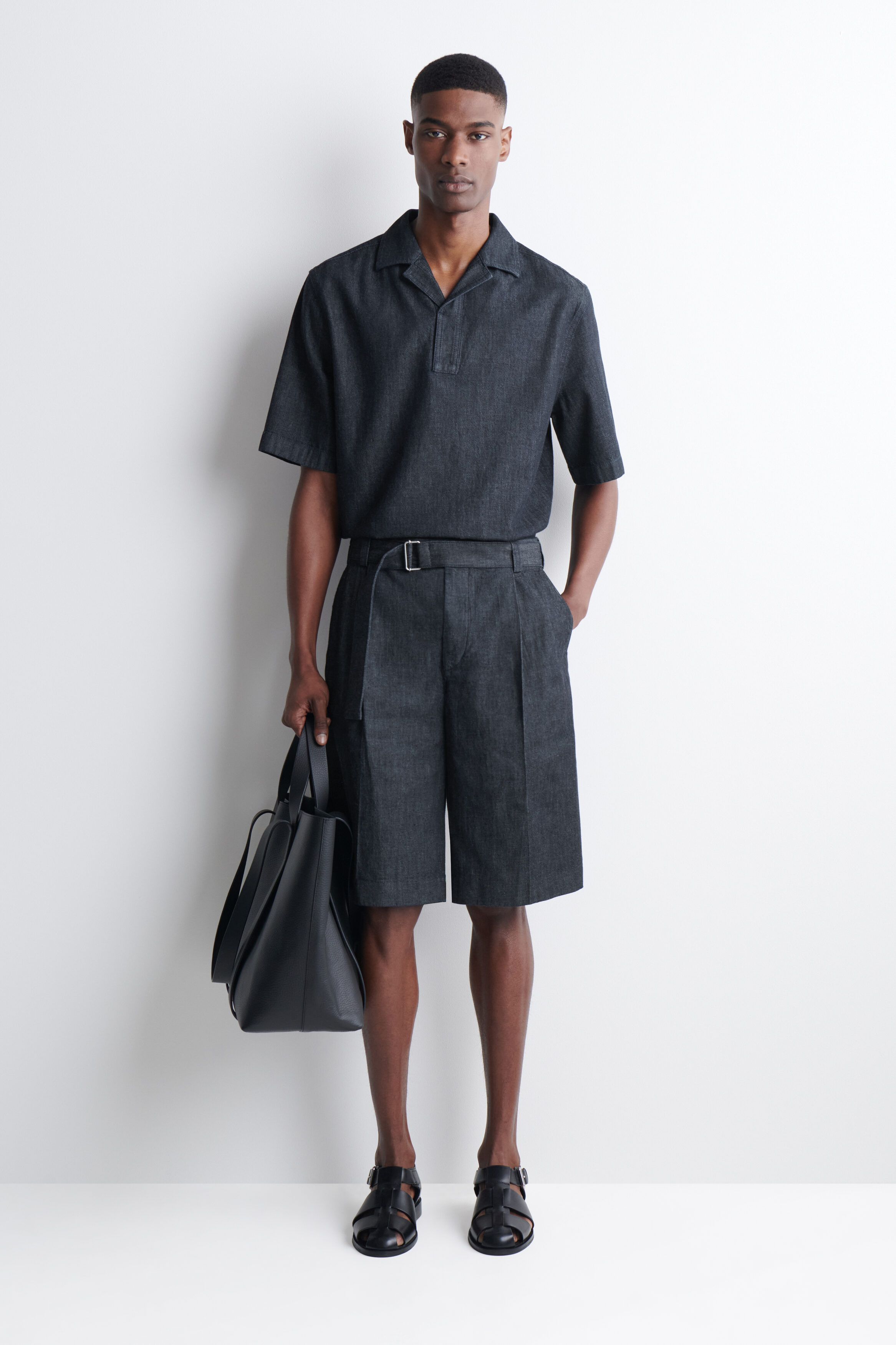 BELTED WIDE-LEG DENIM SHORTS - INDIGO | COS US