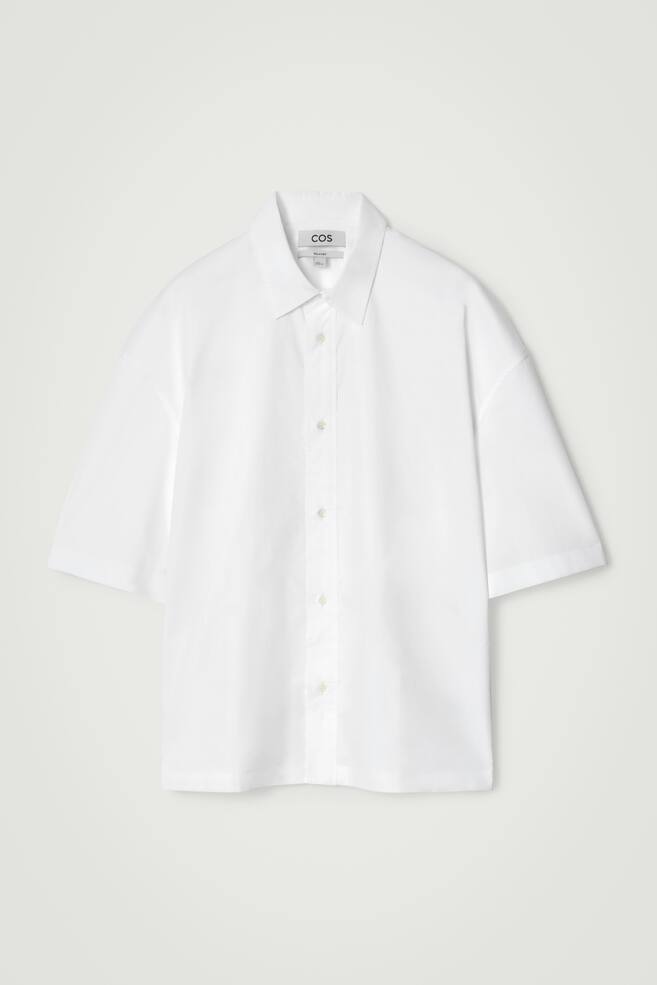 CAMISA BOXY ALGODÓN MANGA CORTA - BLANCO/VERDE AZULADO - 1