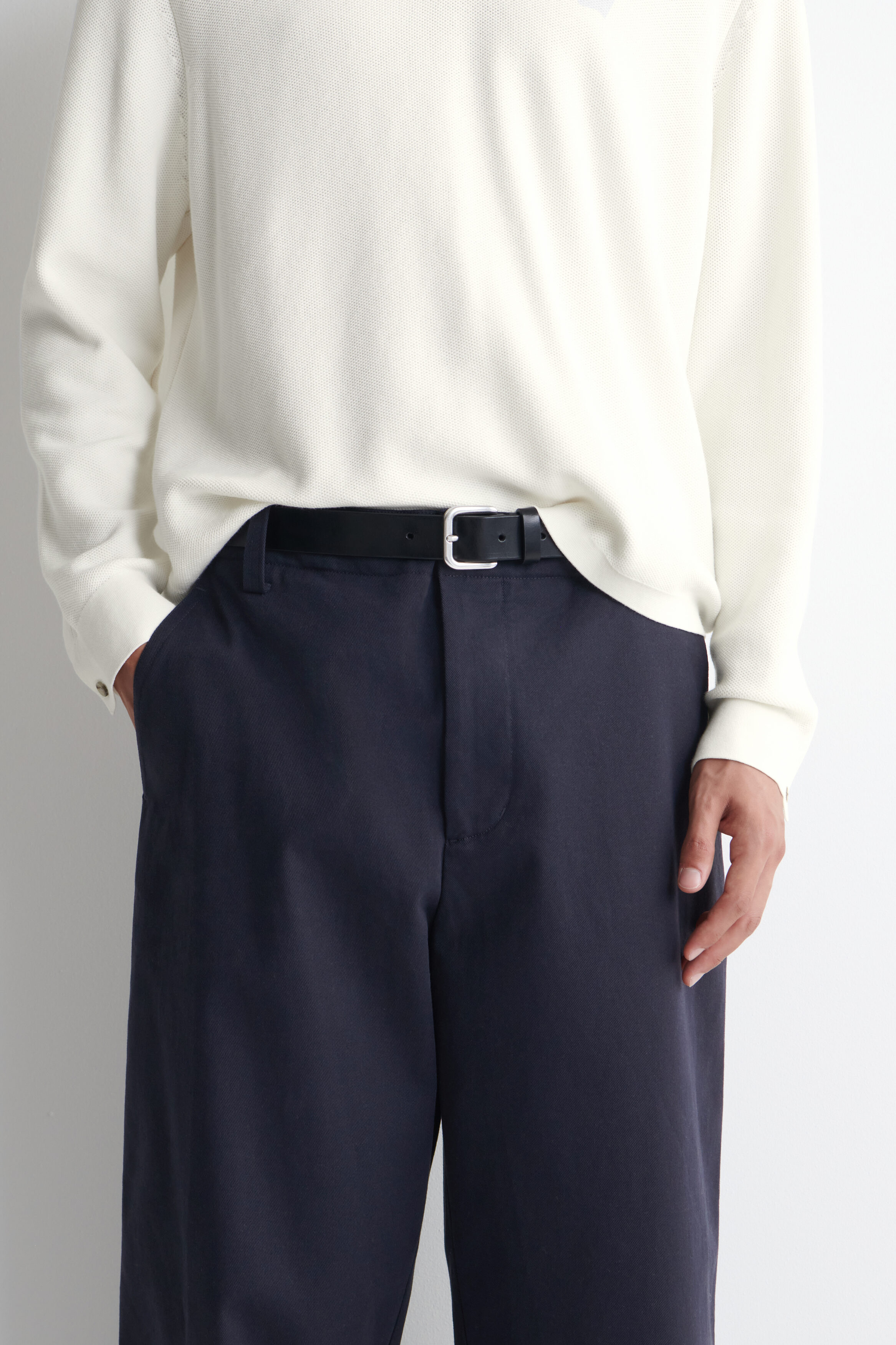 COTTON-TWILL RELAXED-FIT STRAIGHT-LEG PANTS - NAVY | COS US