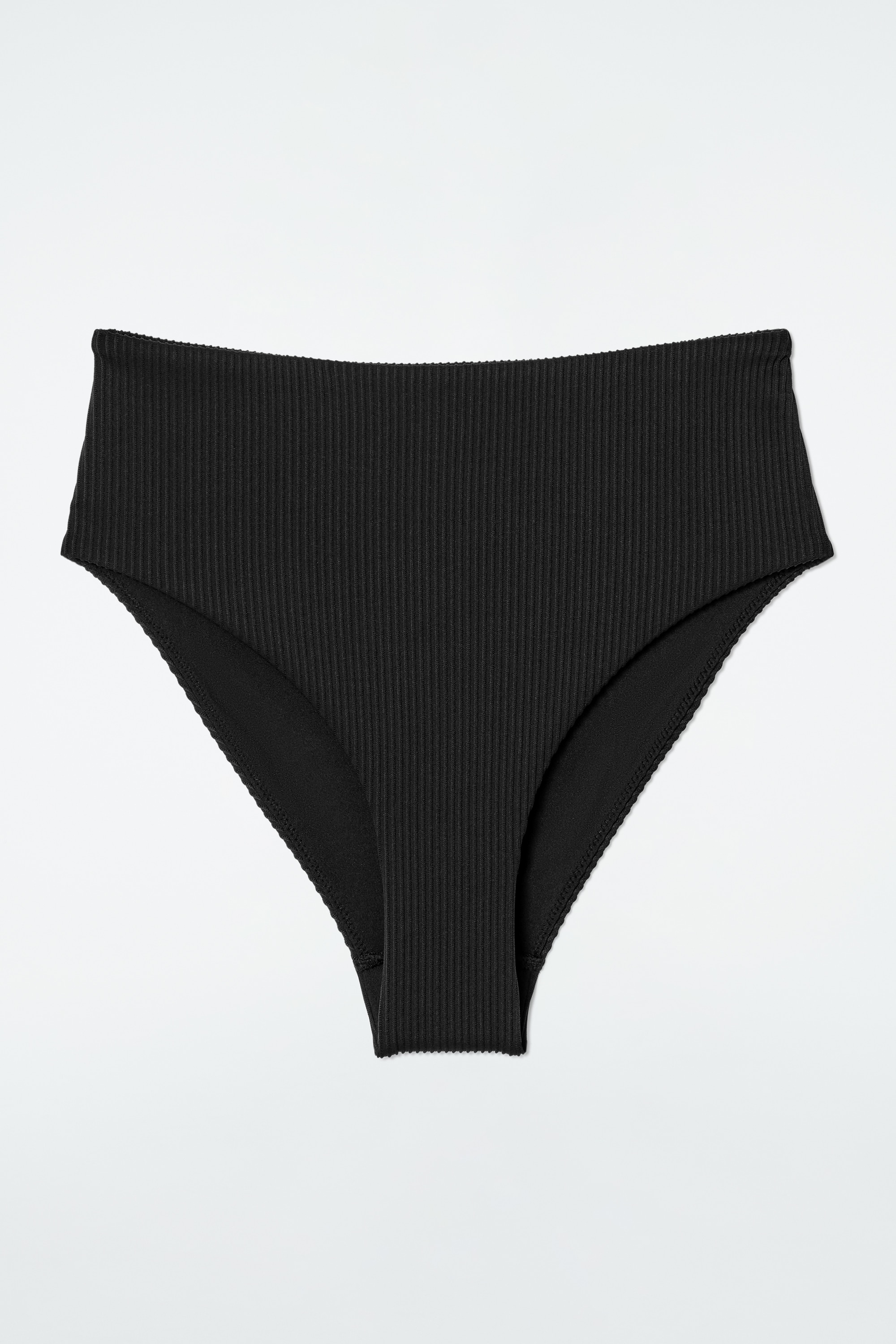 BAS DE BIKINI TAILLE HAUTE CÔTELÉ - NOIR