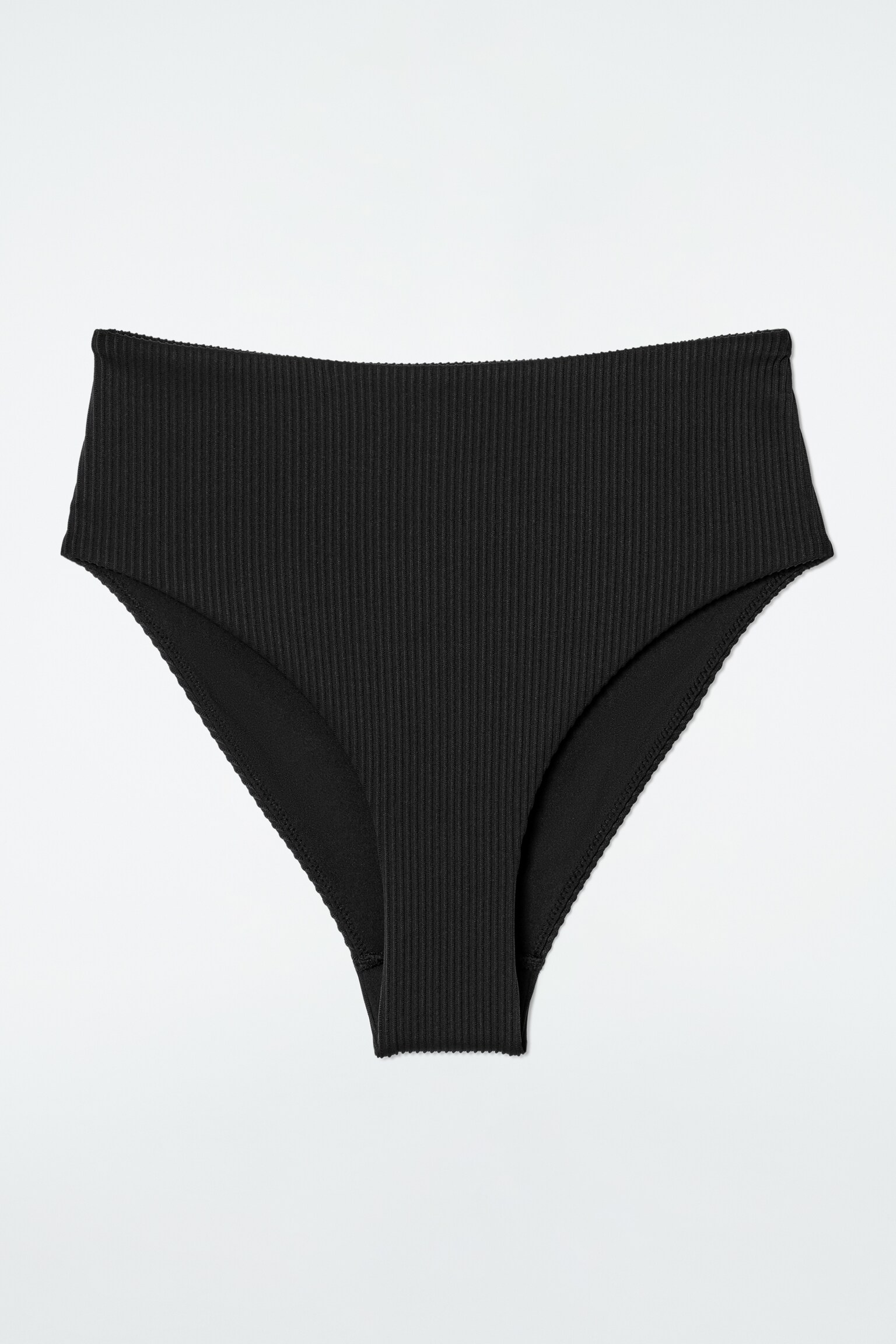 BAS DE BIKINI TAILLE HAUTE CÔTELÉ - NOIR - 2