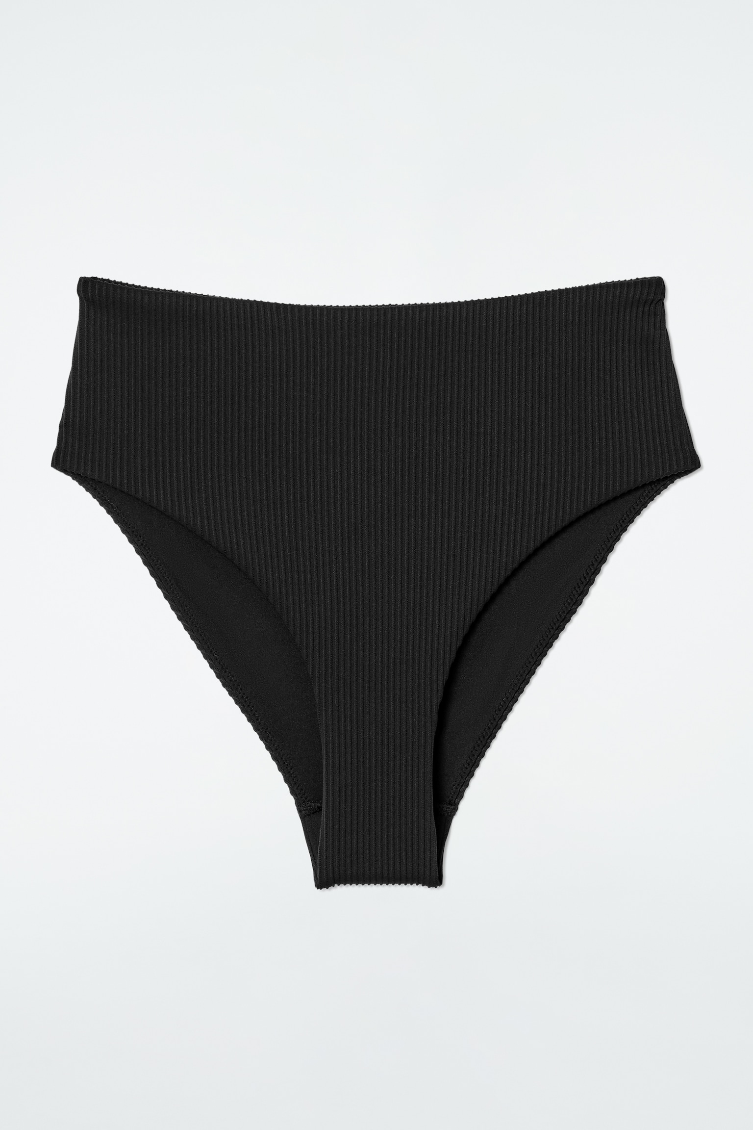BAS DE BIKINI TAILLE HAUTE CÔTELÉ - NOIR - 2