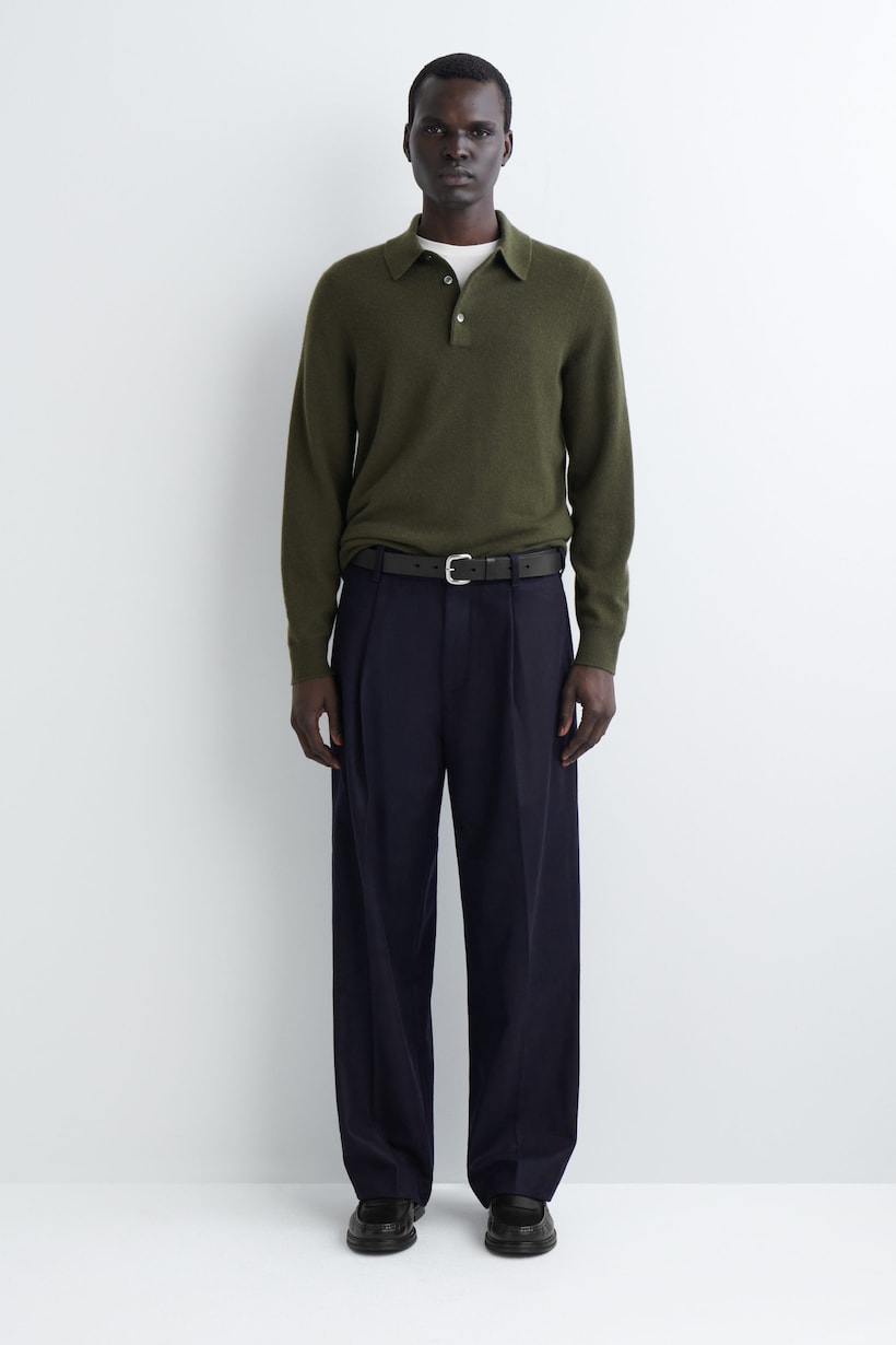 Back Triangle Logo Cashmere Polo Knit