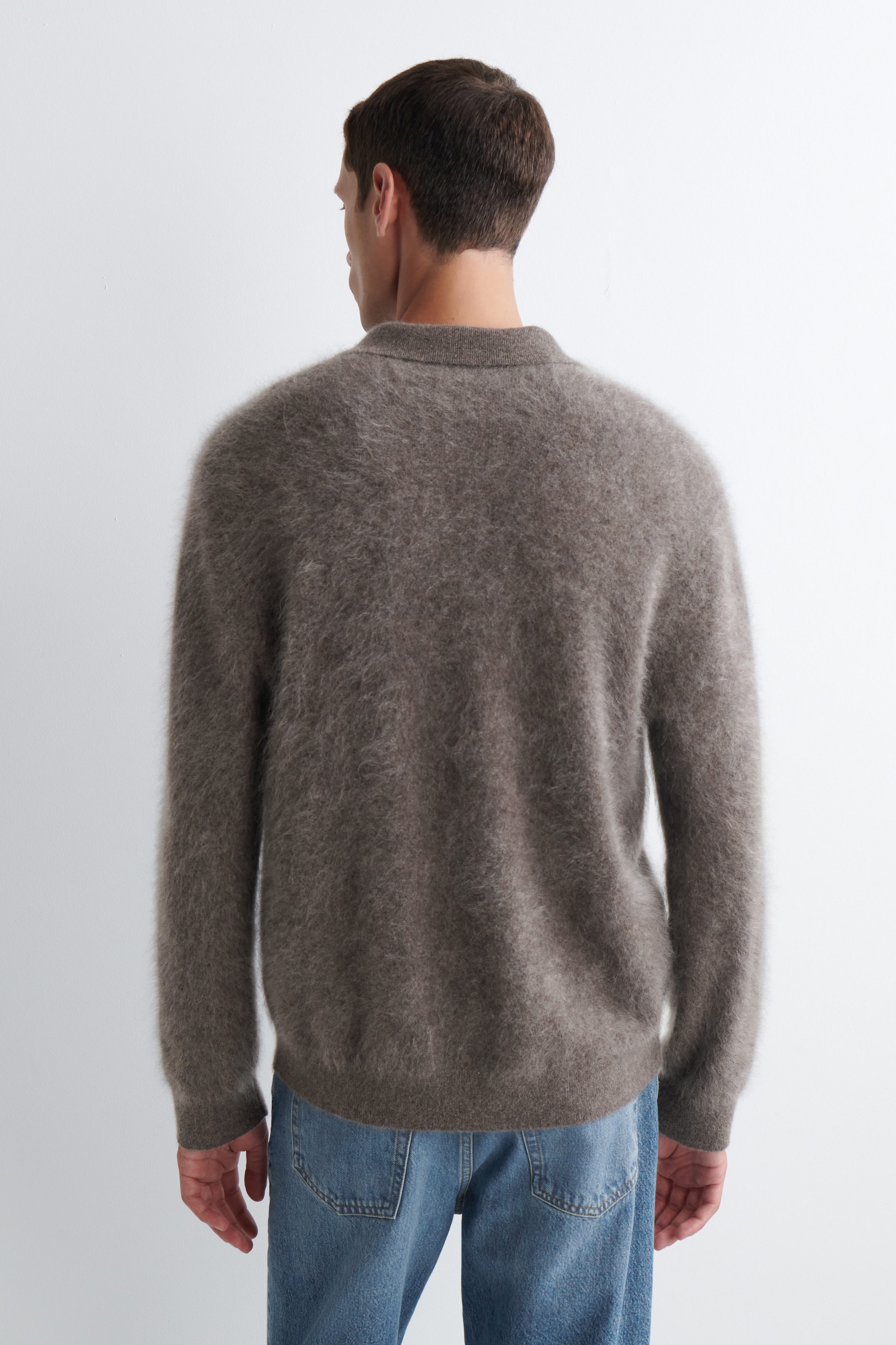 BRUSHED-CASHMERE POLO SWEATER