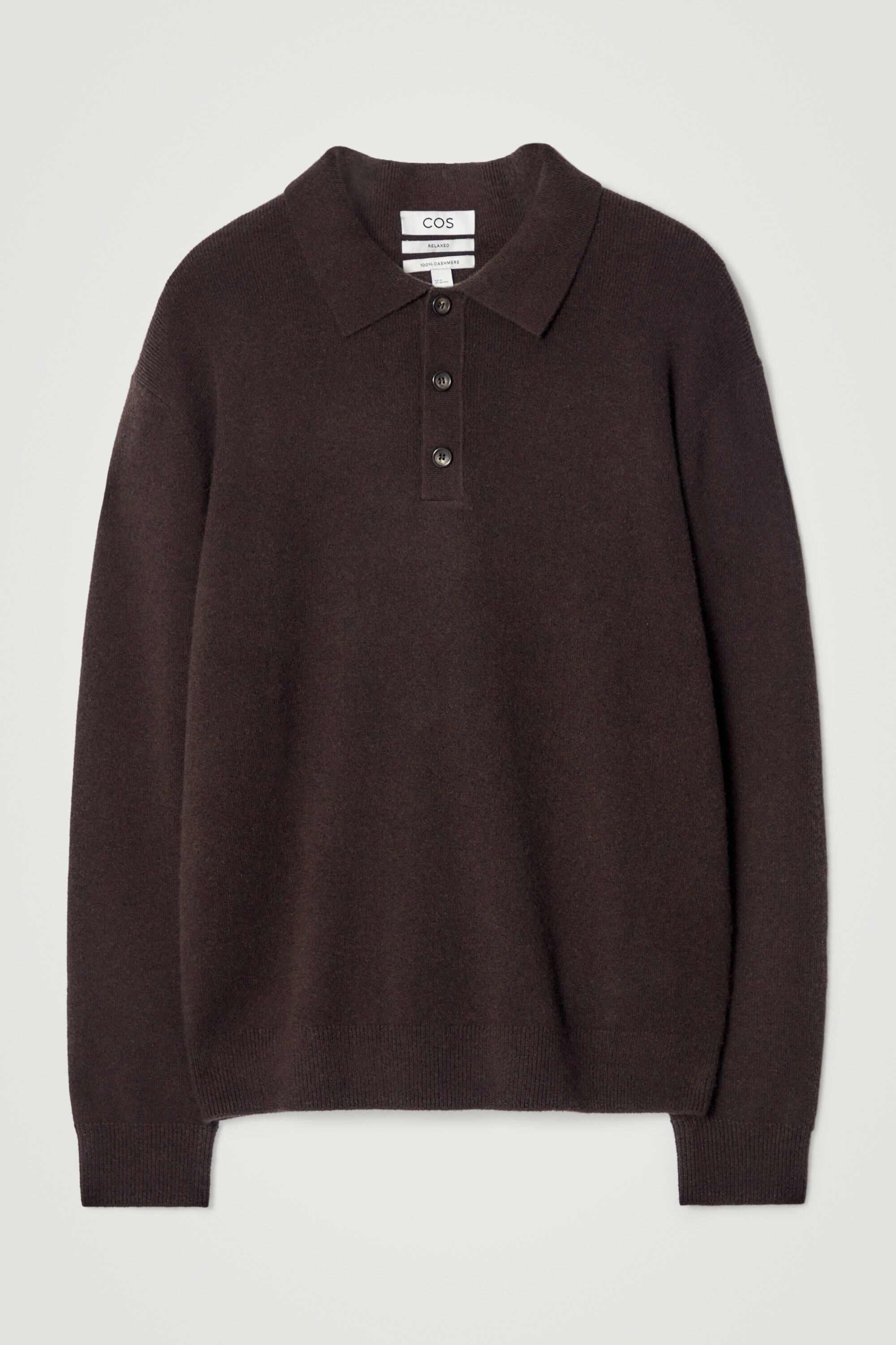【CO】 BROWN-BEIGE CASHMERE rib-knit polo CO】 BROWN-BEIGE CASHMERE rib-knit polo