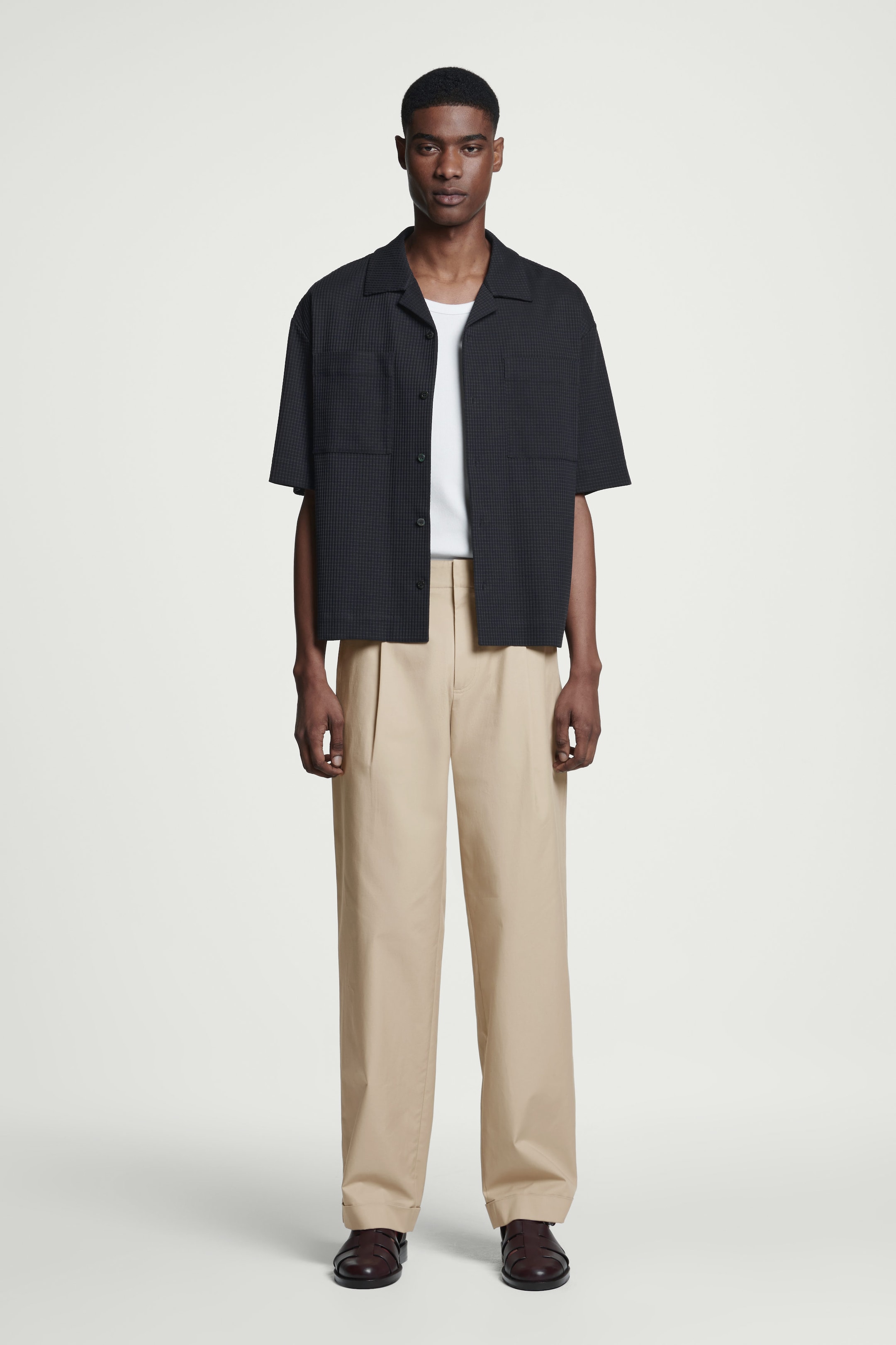 RELAXED TEXTURED COTTON RESORT SHIRT
