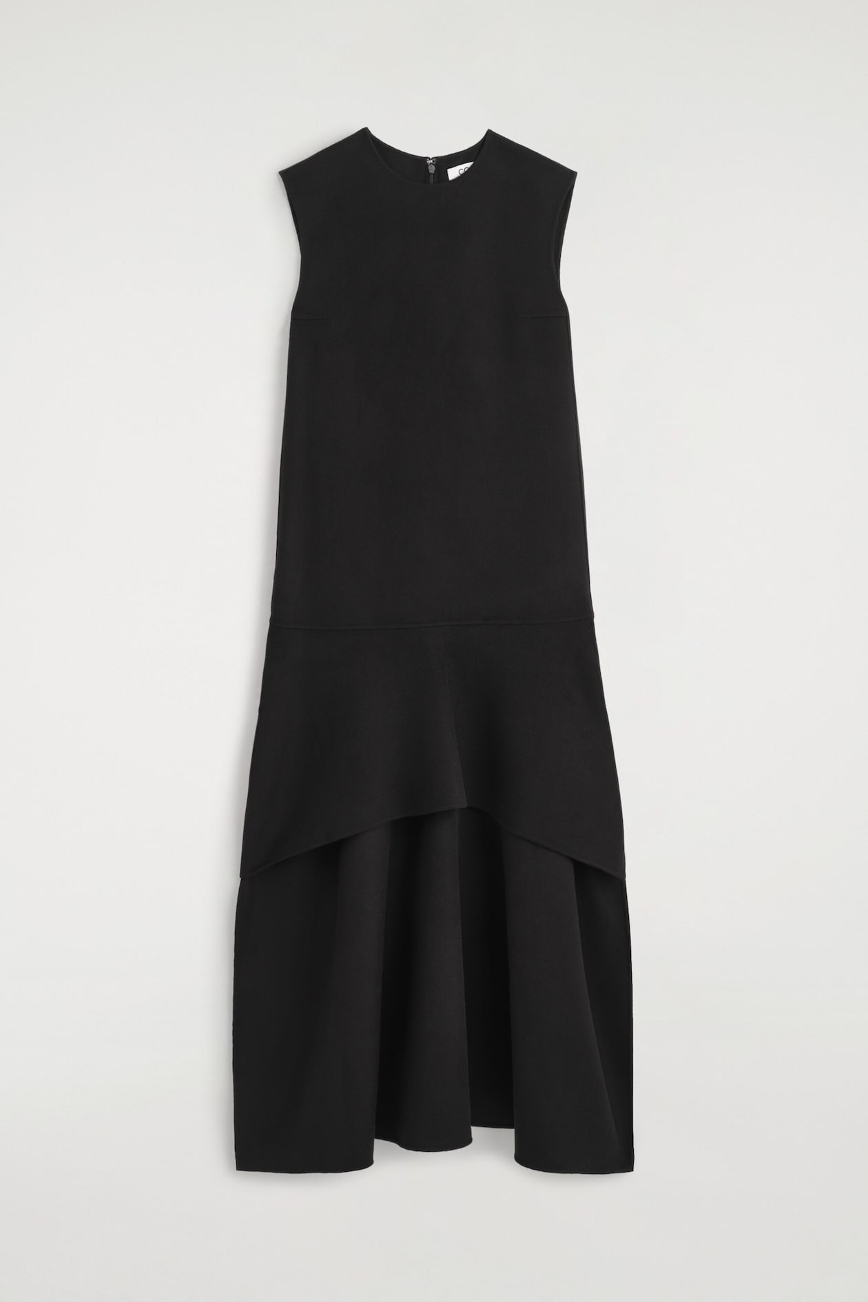 DROPPED-WAIST DOUBLE-FACED WOOL DRESS — CARBON