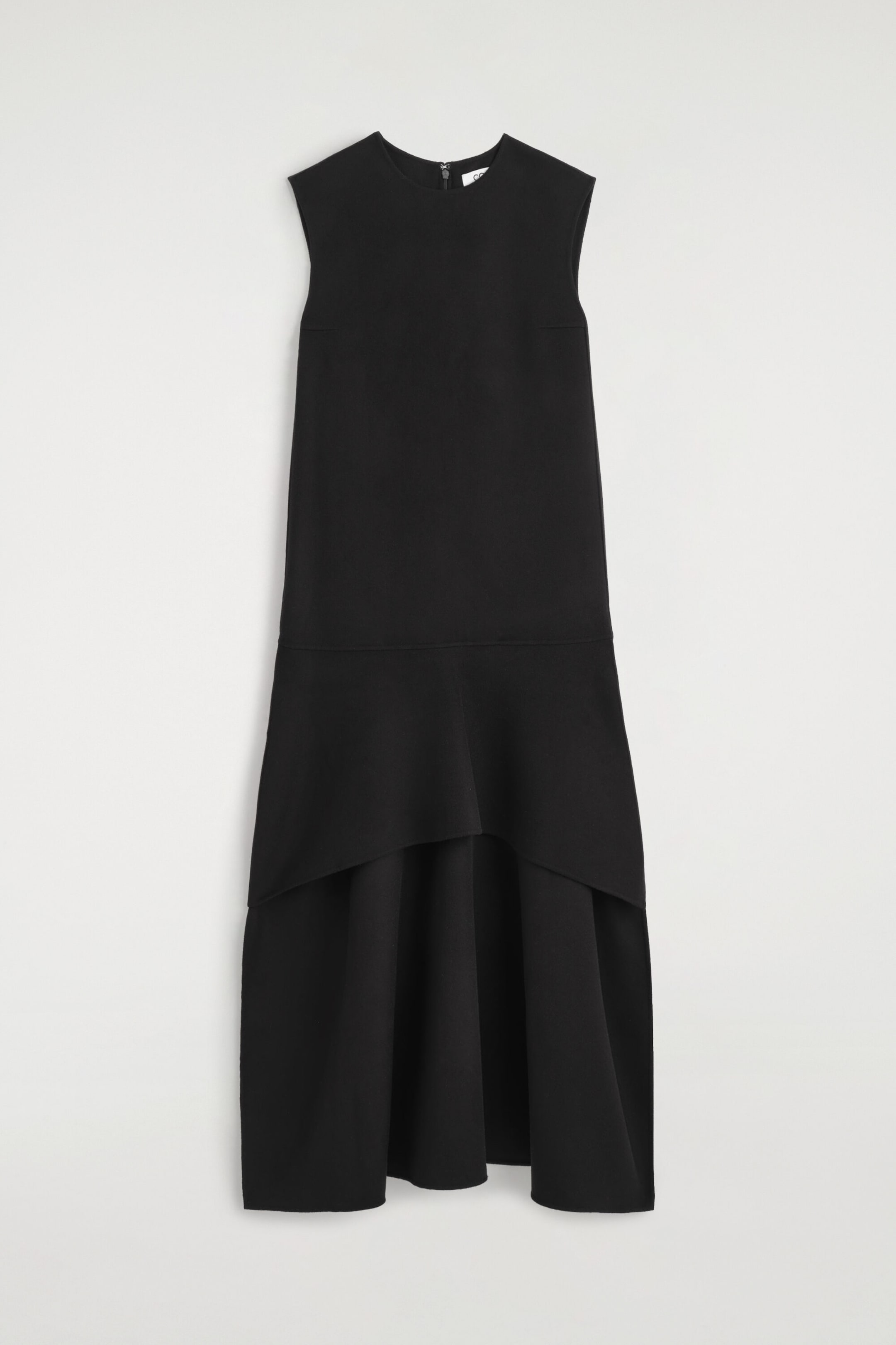 DROPPED-WAIST DOUBLE-FACED WOOL DRESS