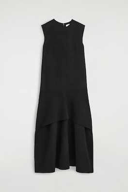 DROPPED-WAIST DOUBLE-FACED WOOL DRESS — CARBON 9