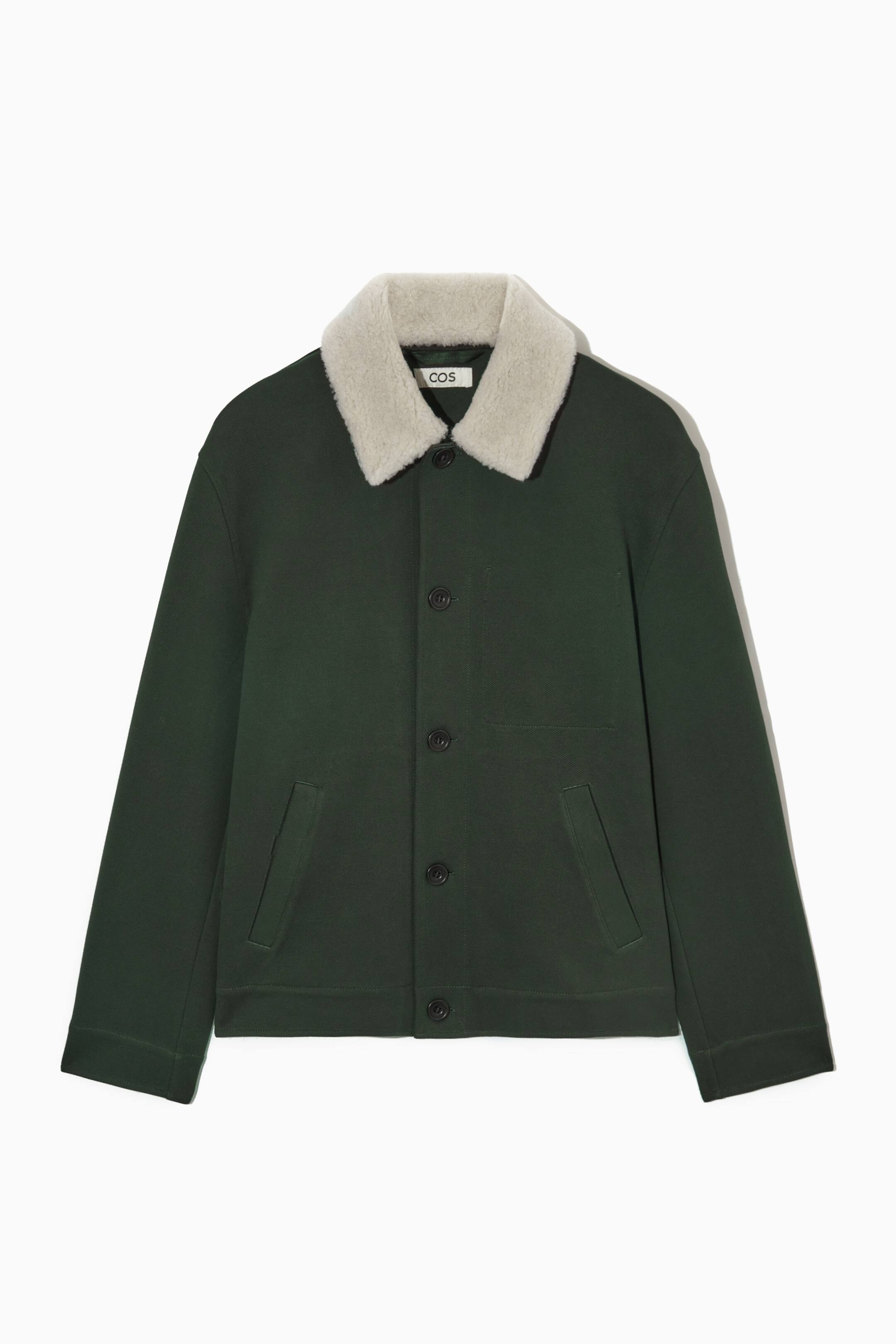 Se større billede: DETACHABLE-COLLAR TWILL JACKET - DARK GREEN - HERRE | H&M DK 1