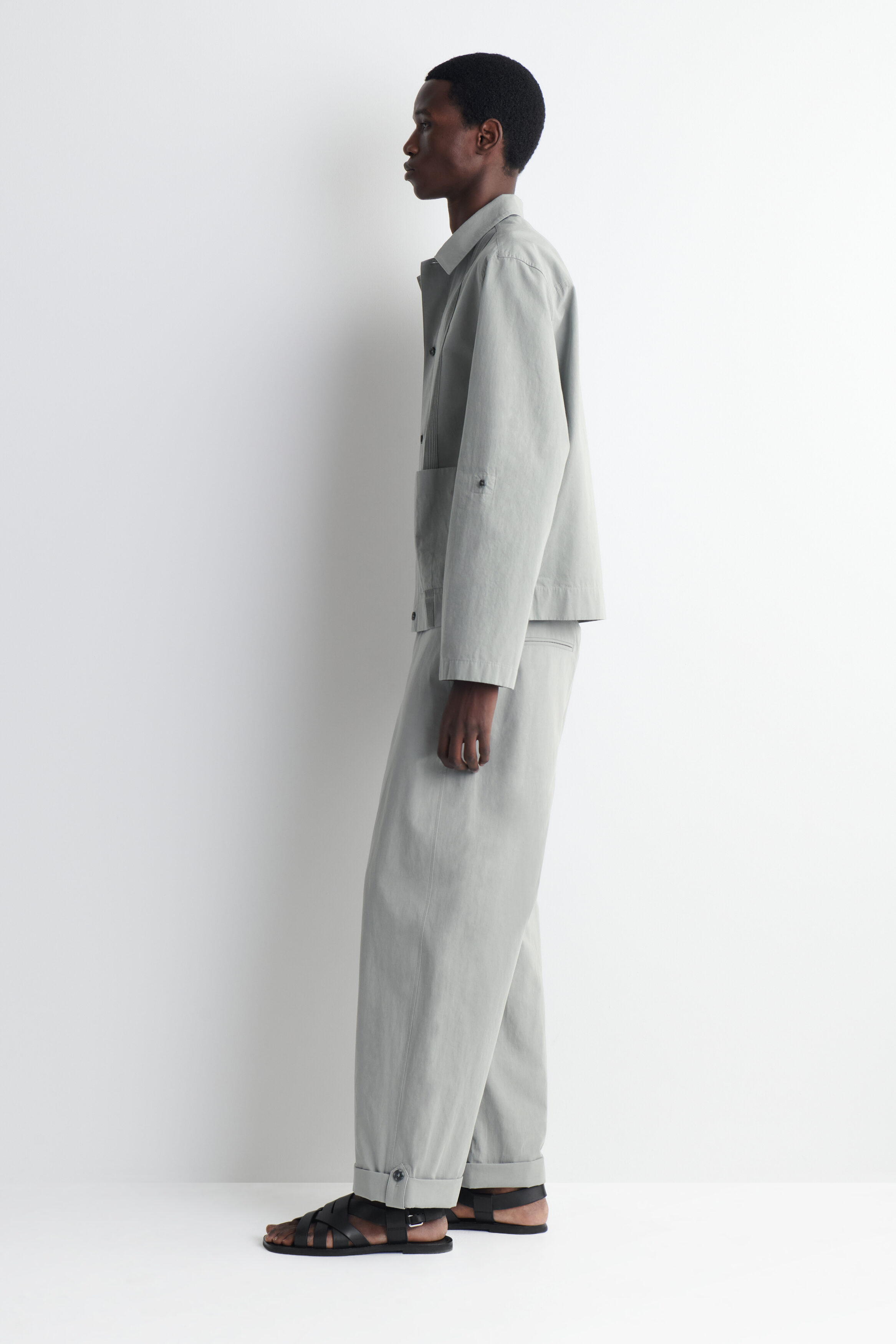 PINTUCKED COTTON-LINEN OVERSHIRT - GRAY | COS US