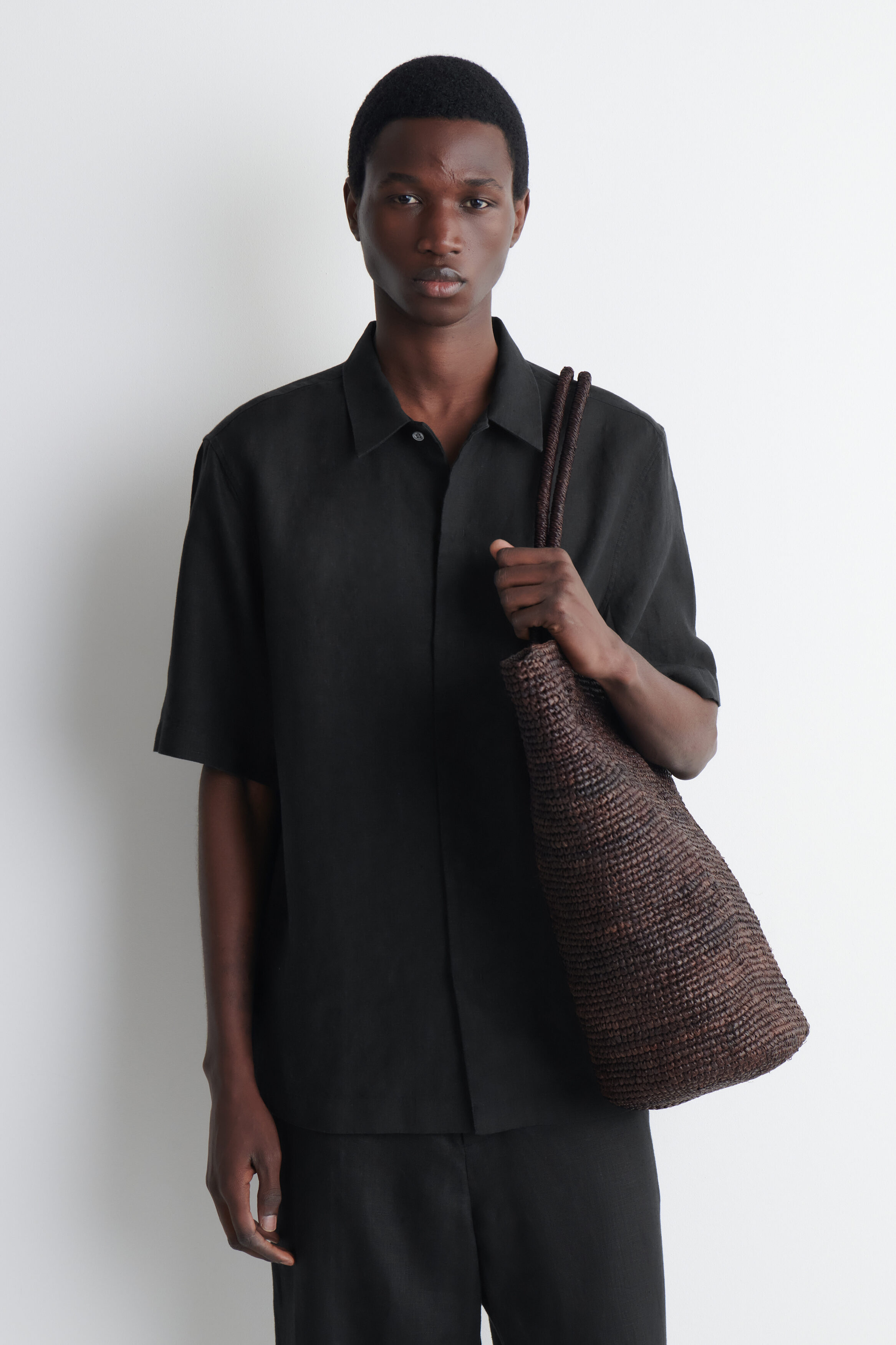 【チャコールブラック】M2488 BASIC LINEN T The Linen T-Shirt Oversized: Neutrals 3-Pack