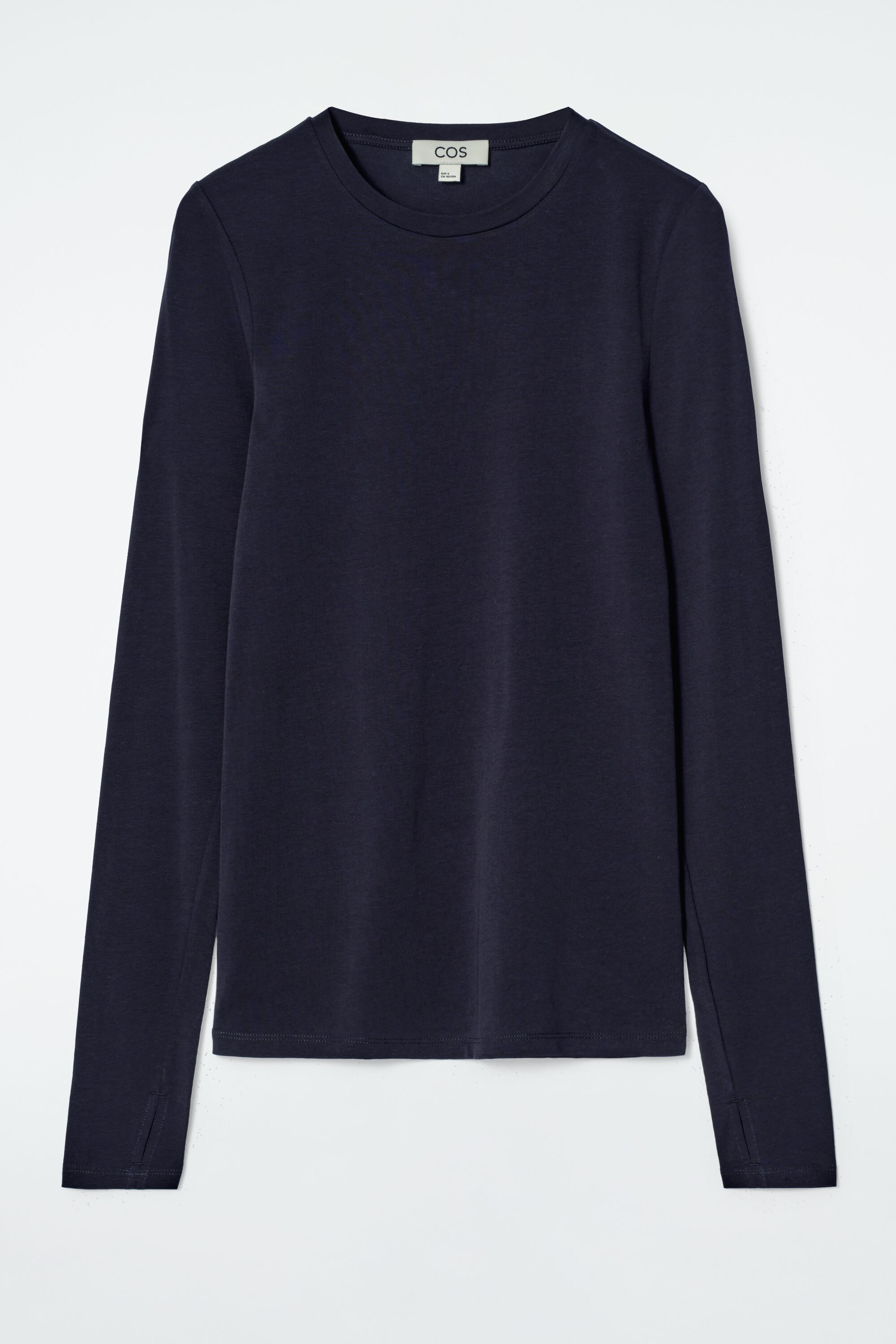 SLIM LIGHTWEIGHT LONG-SLEEVED TOP - NAVY | COS