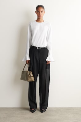 FLARED-CUFF COTTON BLOUSE — WHITE 2
