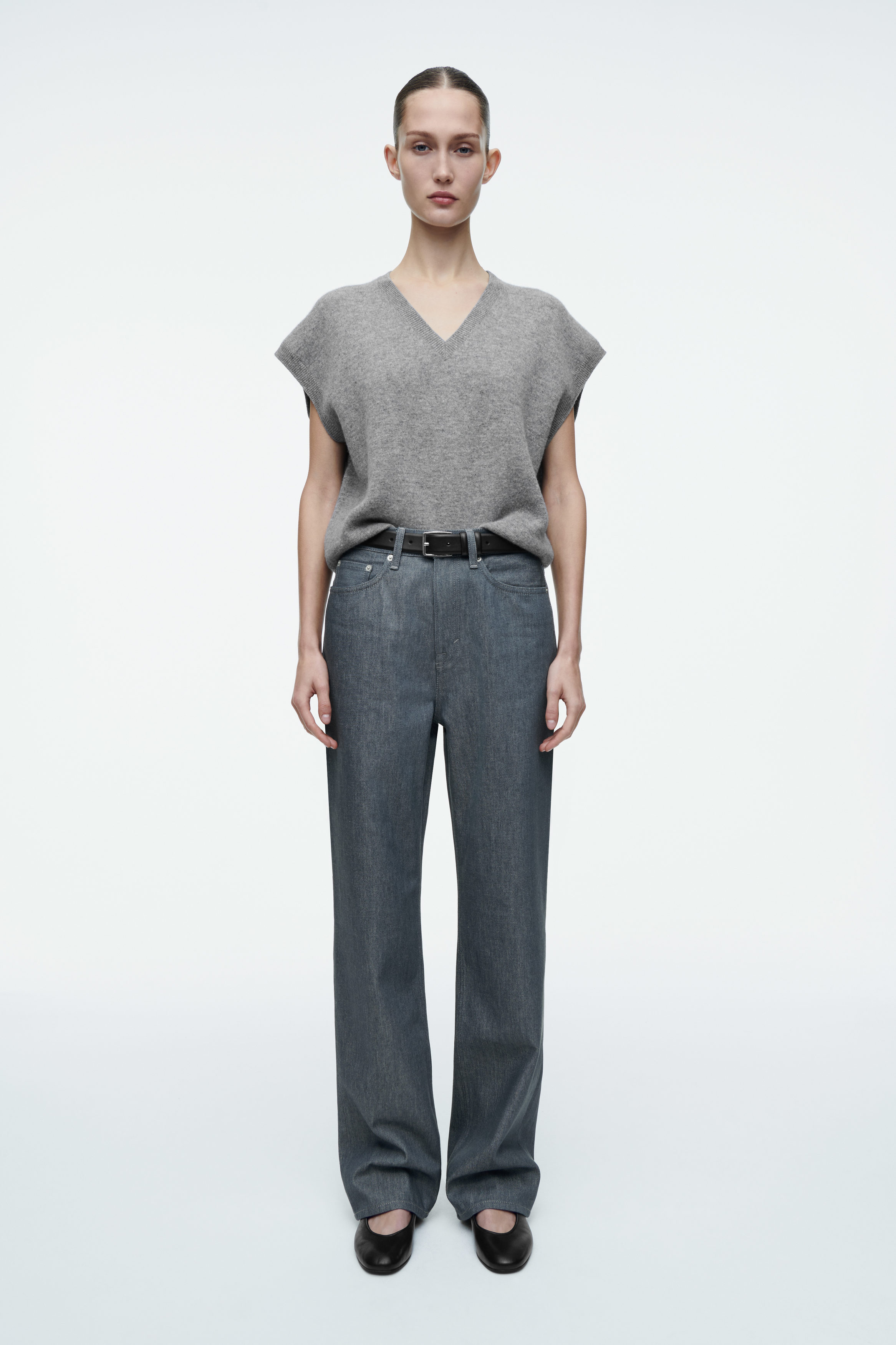 COLUMN STRAIGHT-LEG JEANS - RAW GREY | COS