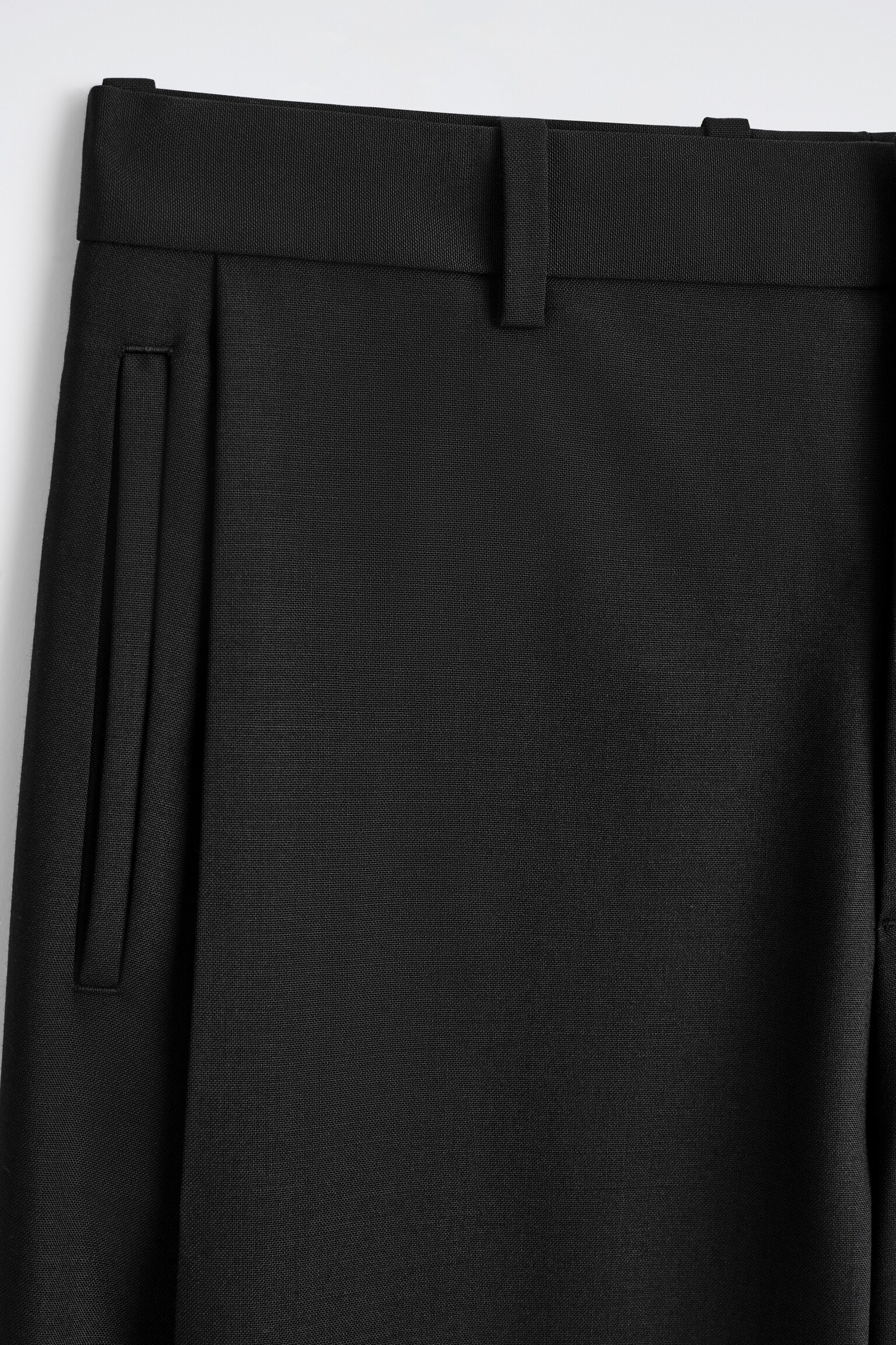 Plissé wijde wollen broek - ZWART - 5