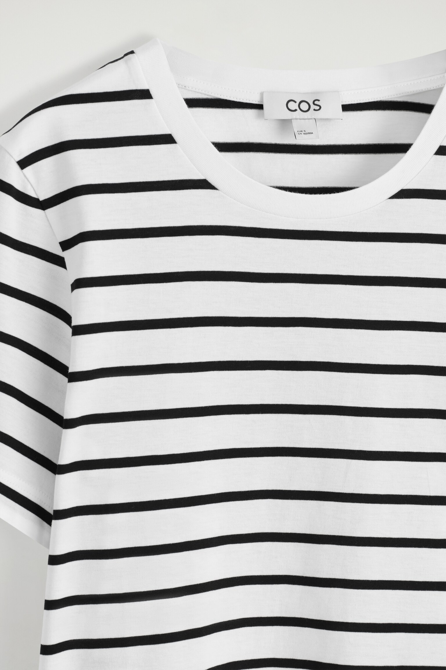 T-SHIRT À COL ROND EN COTON - BLANC / RAYURES/BLEU MARINE/GRIS CLAIR CHINÉ/BLEU CIEL/JAUNE PÂLE/NOIR/KAKI FONCÉ/BLANC/GRIS CHINÉ - 4