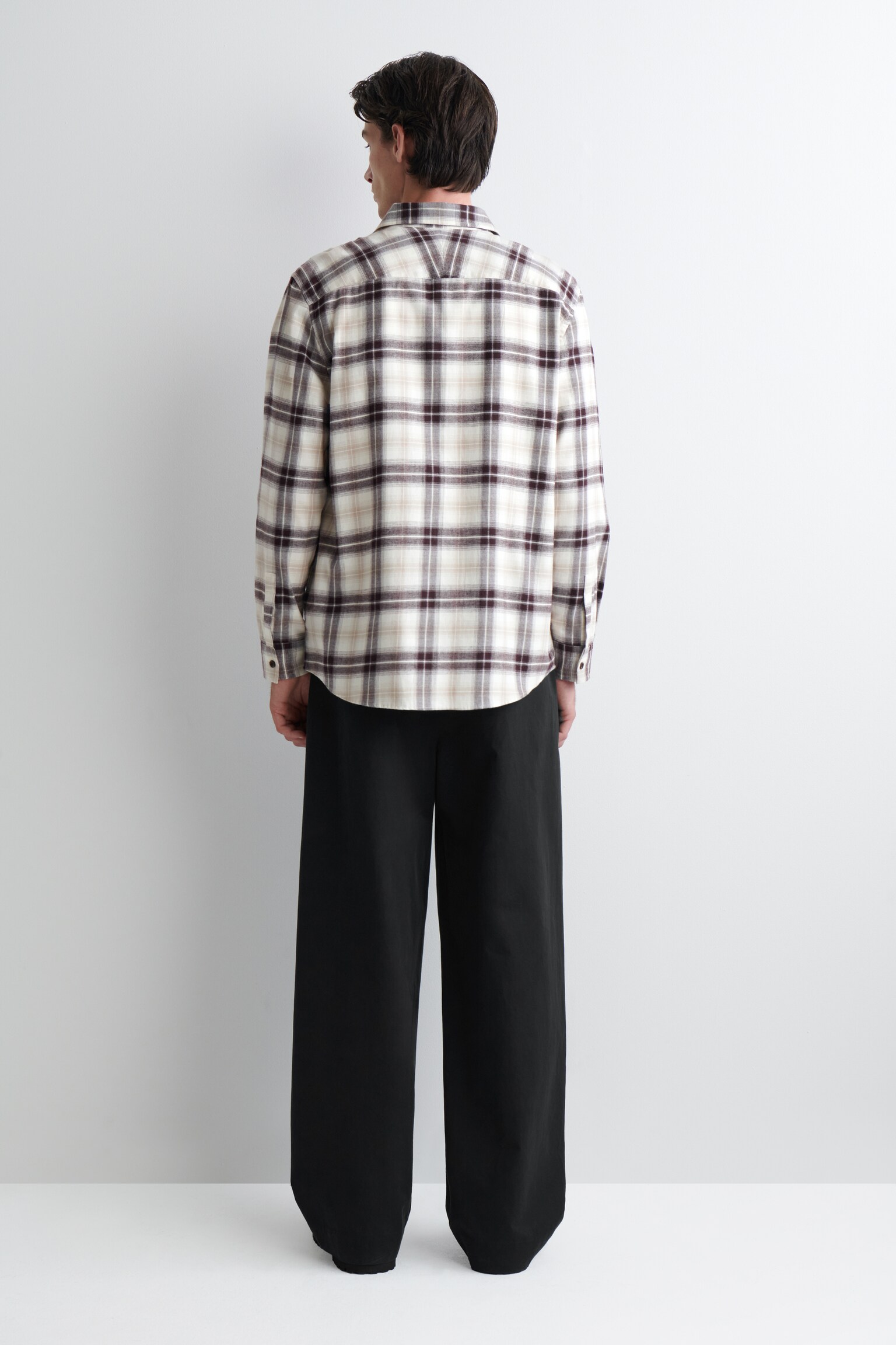 CHECKED PIMA COTTON SHIRT - BEIGE / BURGUNDY / CHECKED - 6