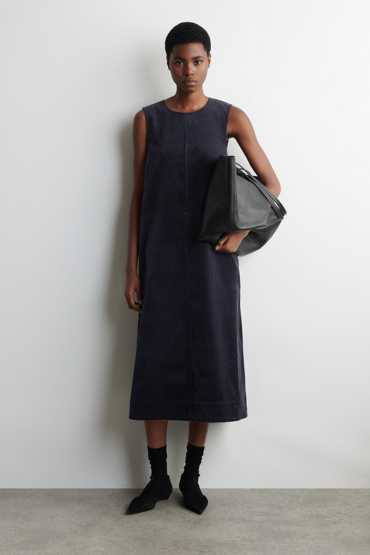 A-LINE CORDUROY MIDI DRESS