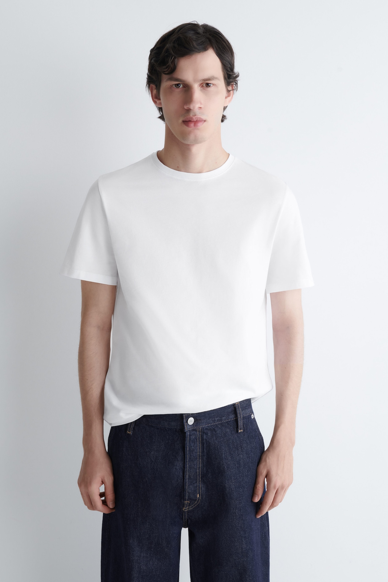 3-PACK COTTON CREW-NECK T-SHIRTS — NAVY / WHITE / GRAY