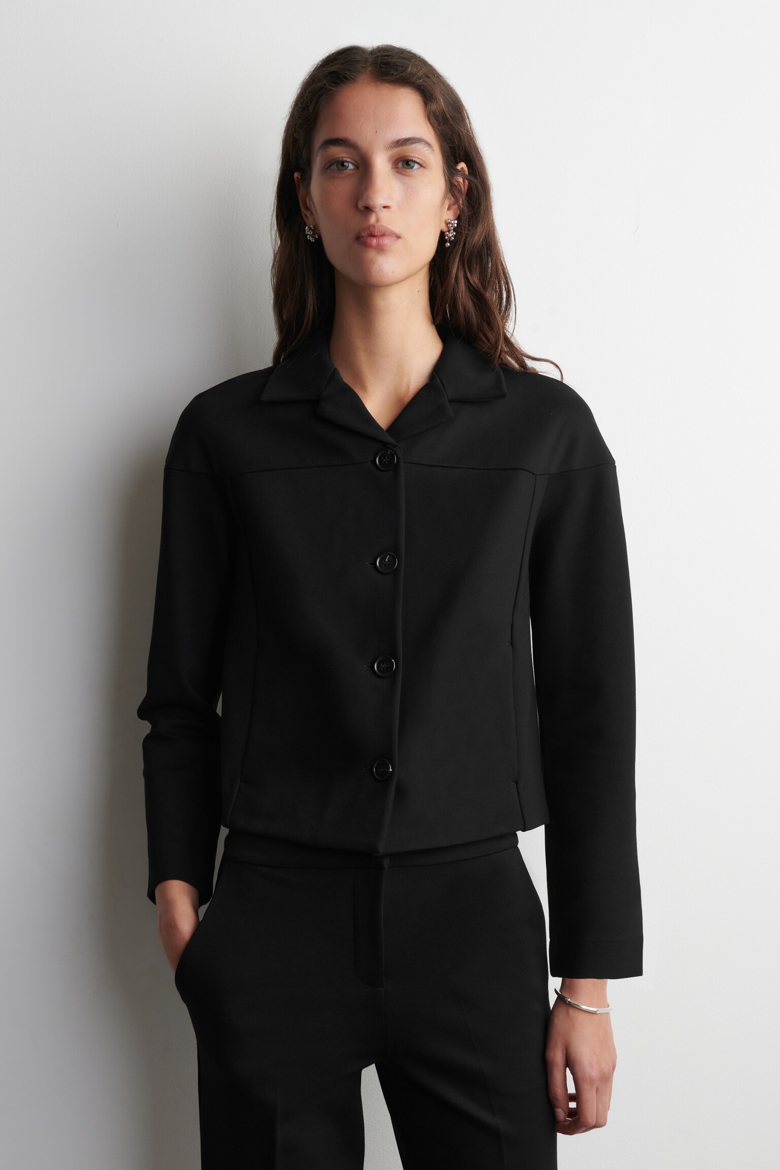 BOXY JERSEY JACKET - SCHWARZ - 4
