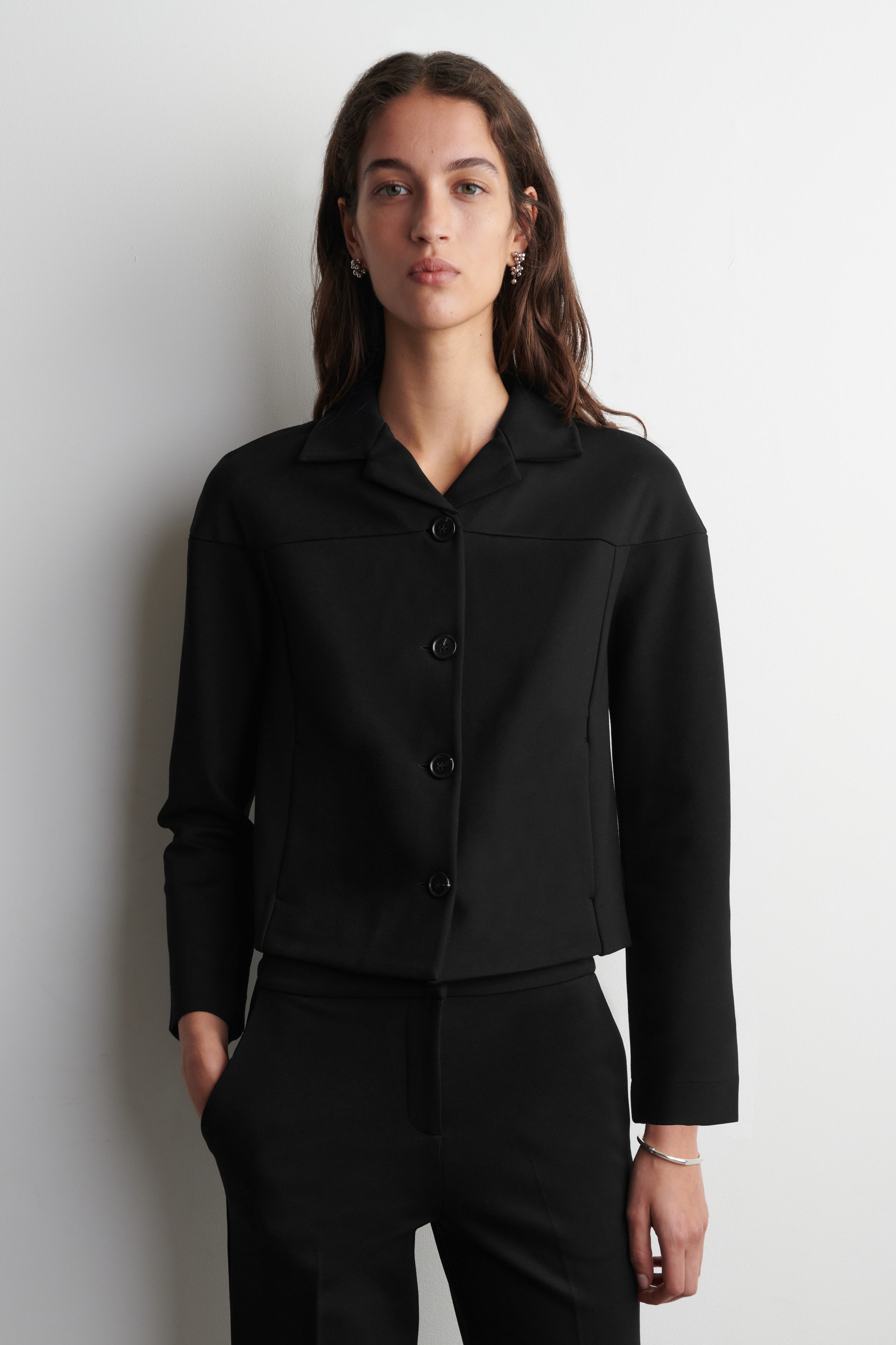 BOXY JERSEY JACKET - BLACK | COS US