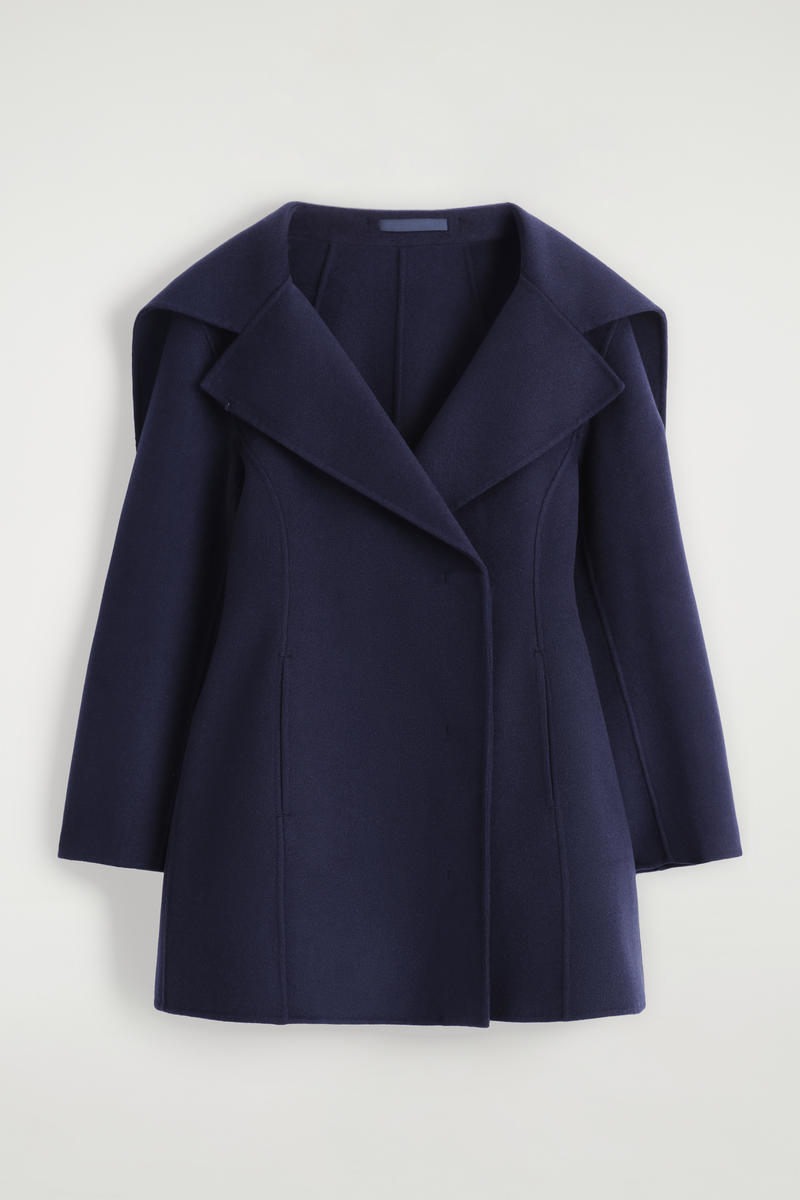 Cos Sculpted Double-faced Wool Coat In Blue