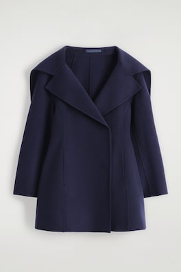 SCULPTED DOUBLE-FACED WOOL SHORT COAT — MIDNIGHT 2
