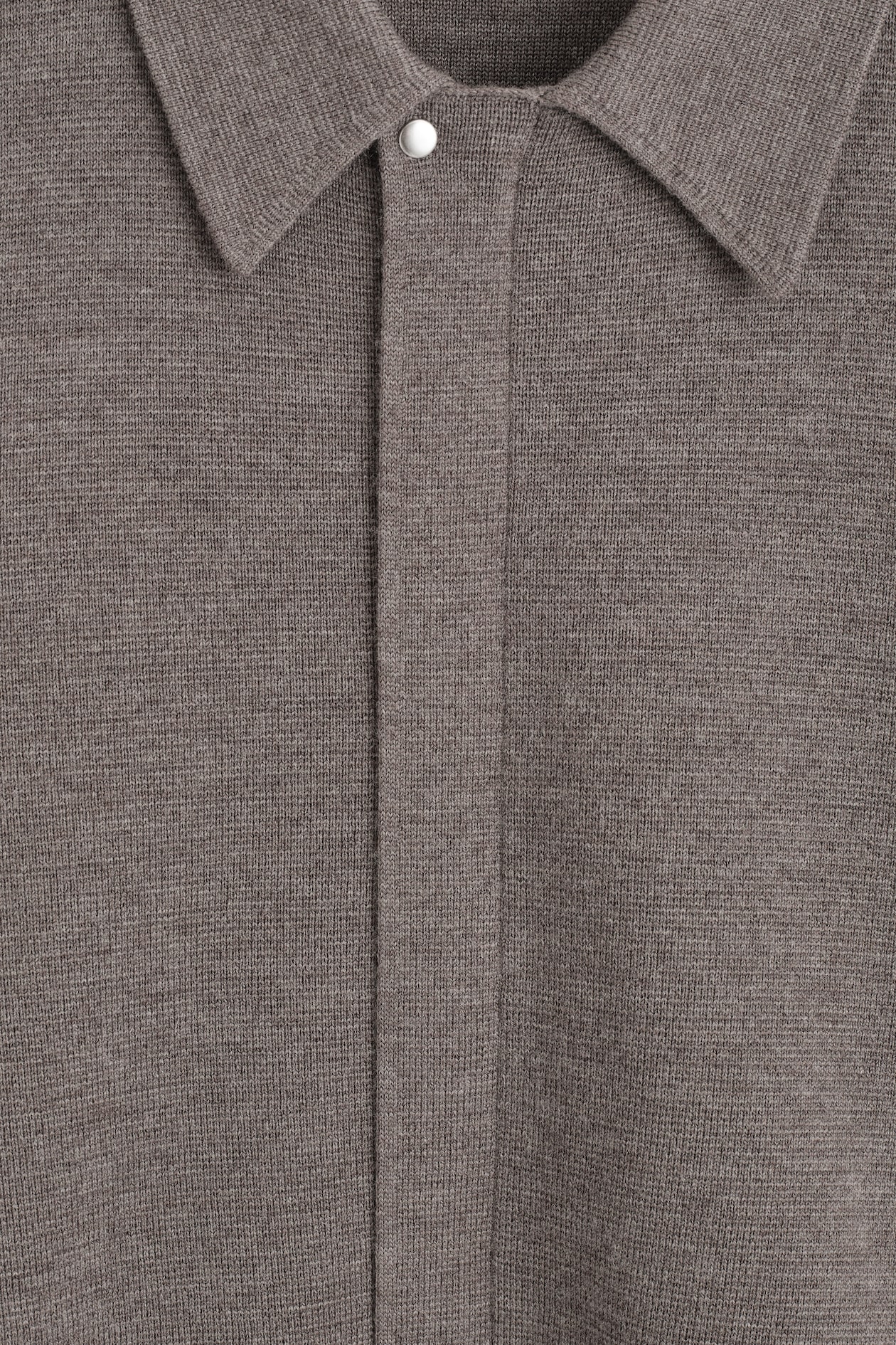 MERINO WOOL KNITTED JACKET — BROWN MÉLANGE
