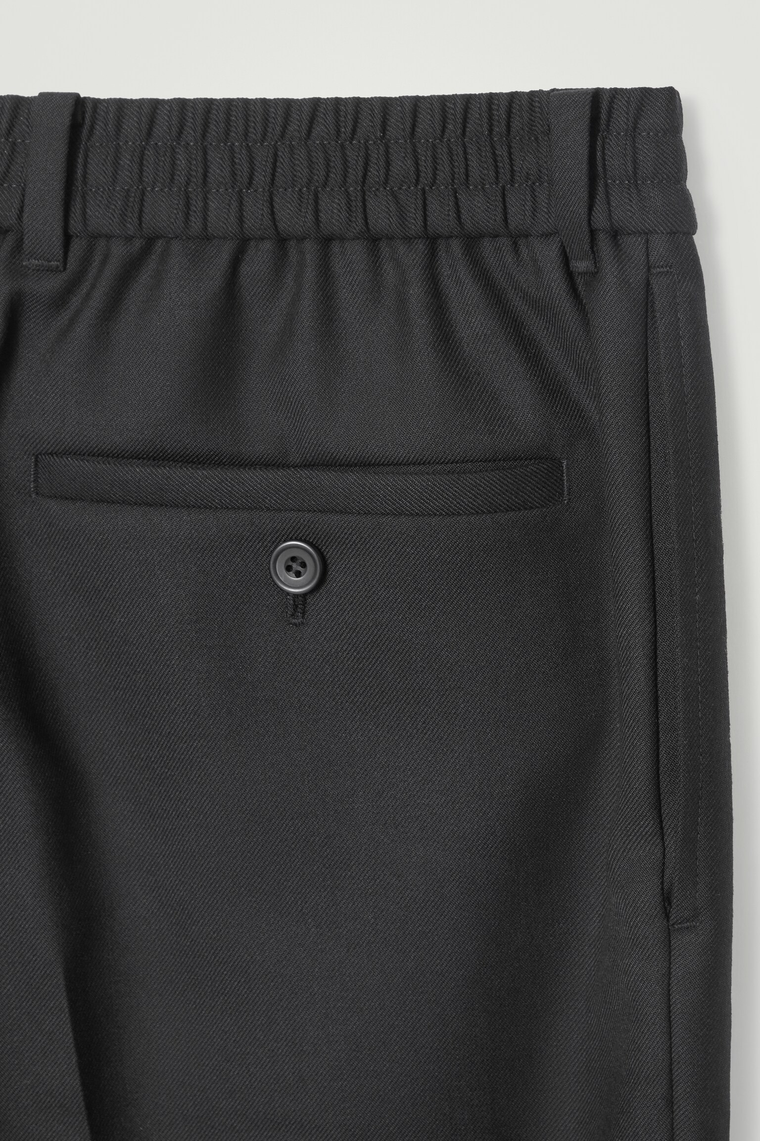 PANTALON DROIT À REVERS EN LAINE MÉLANGÉE - NOIR - 2