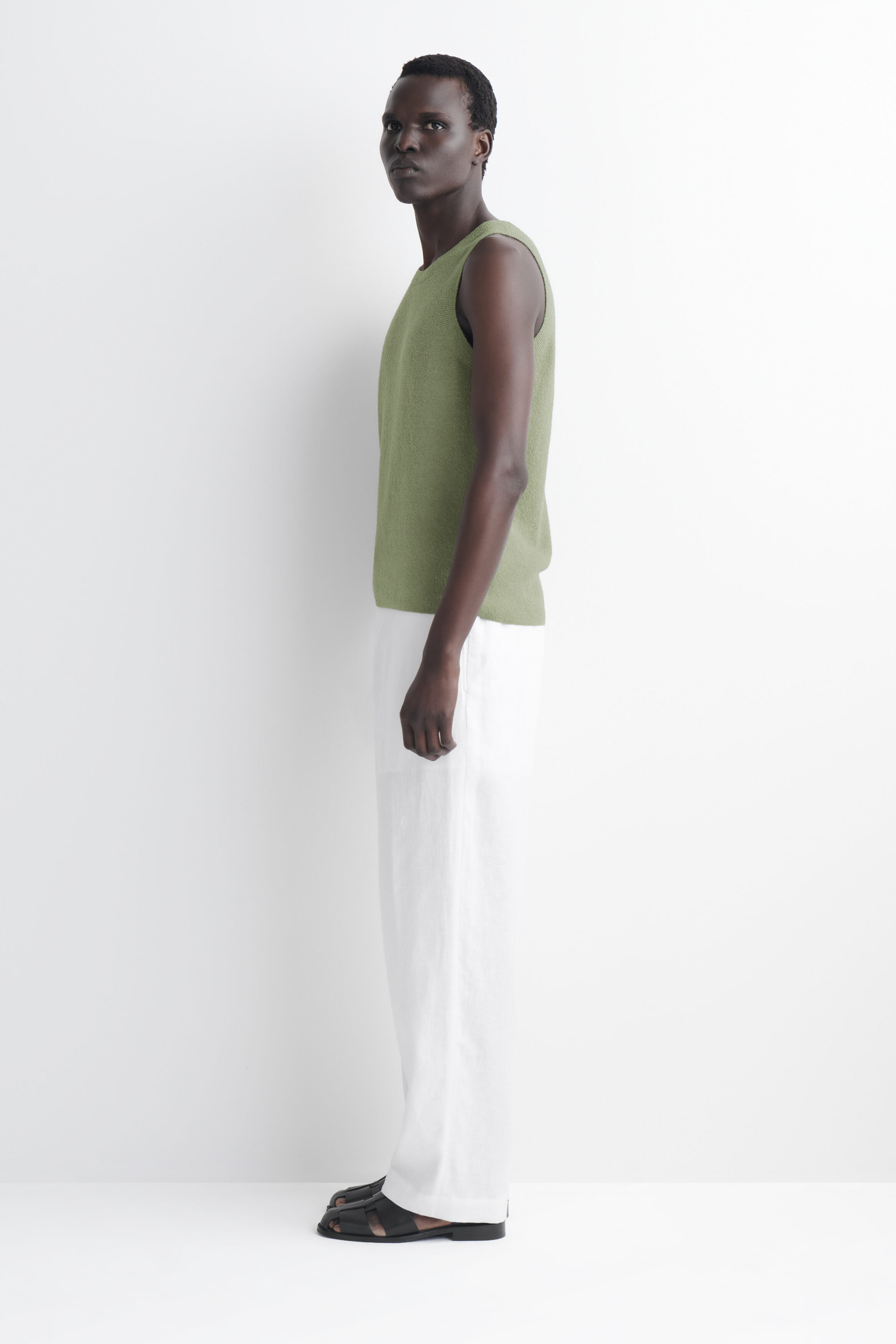 prank project Henley Bouclé Knit Tank BOUCLÉ-KNIT TANK TOP - GREEN | COS CH