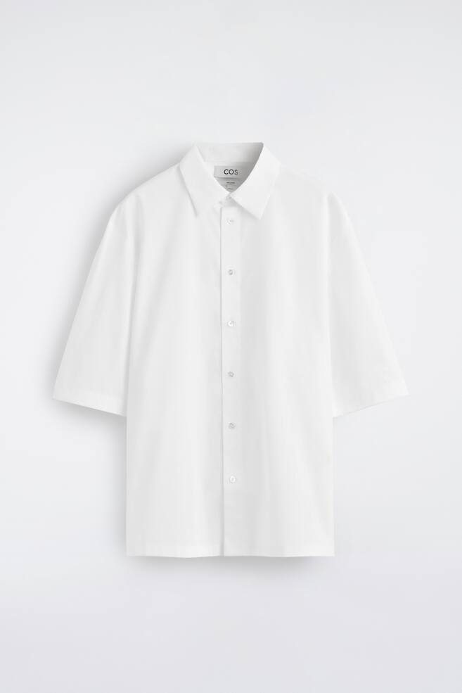 CHEMISE À MANCHES COURTES EN COTON - BLANC/BLEU MARINE - 1