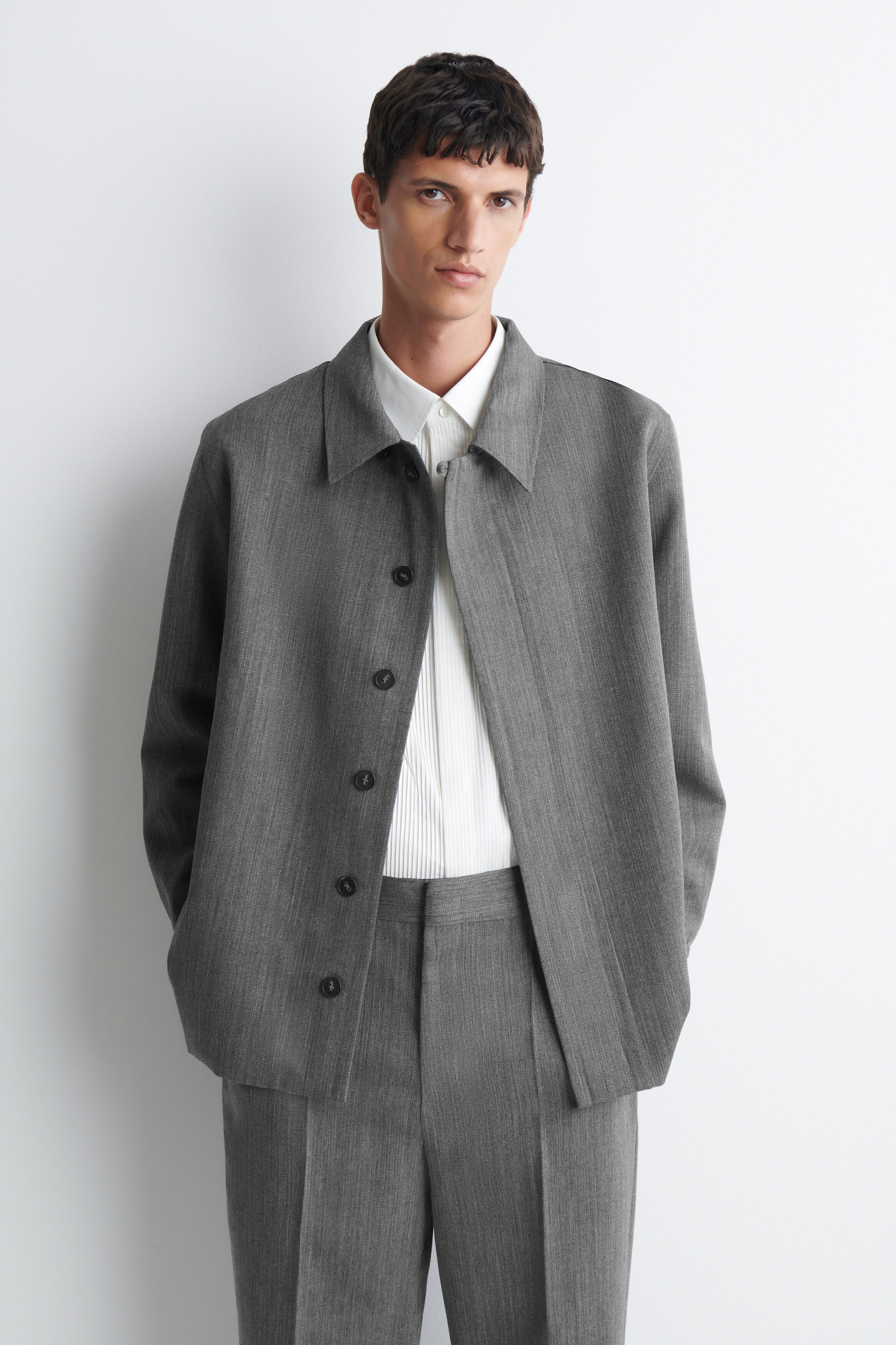 PLACKET-DETAIL WOOL SHIRT