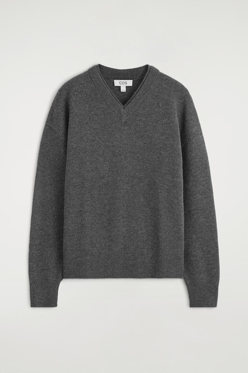 Merino Wool Layered V-Neck Sweater