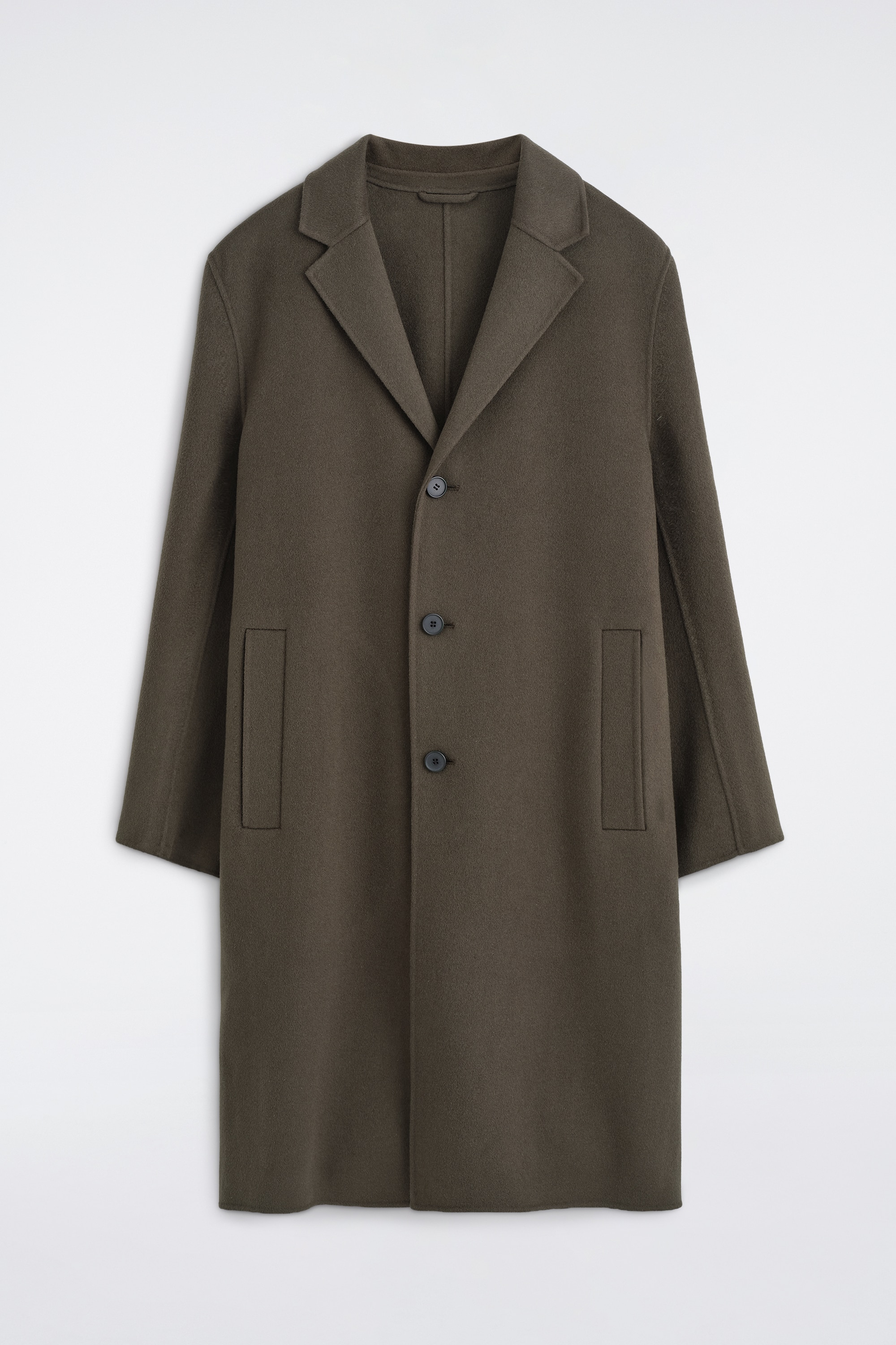 CAPPOTTO SARTORIALE IN MISTO LANA DOPPIATA - MARRONE/NERO