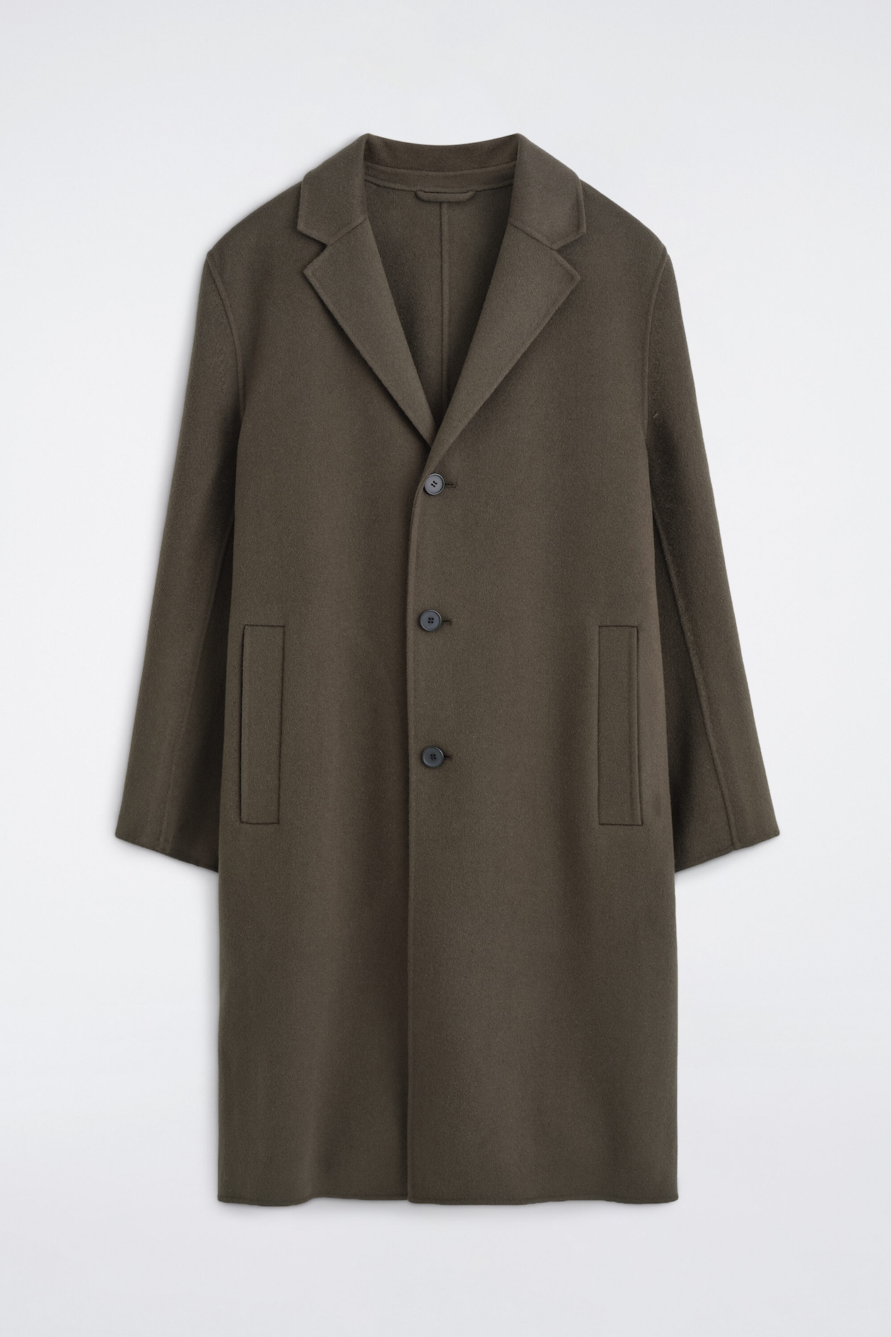 TAILORED DOUBLE-FACED WOOL-BLEND COAT — BROWN