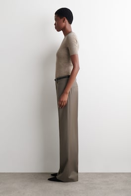 SEAMLESS MERINO WOOL T-SHIRT — BEIGE MÉLANGE 2
