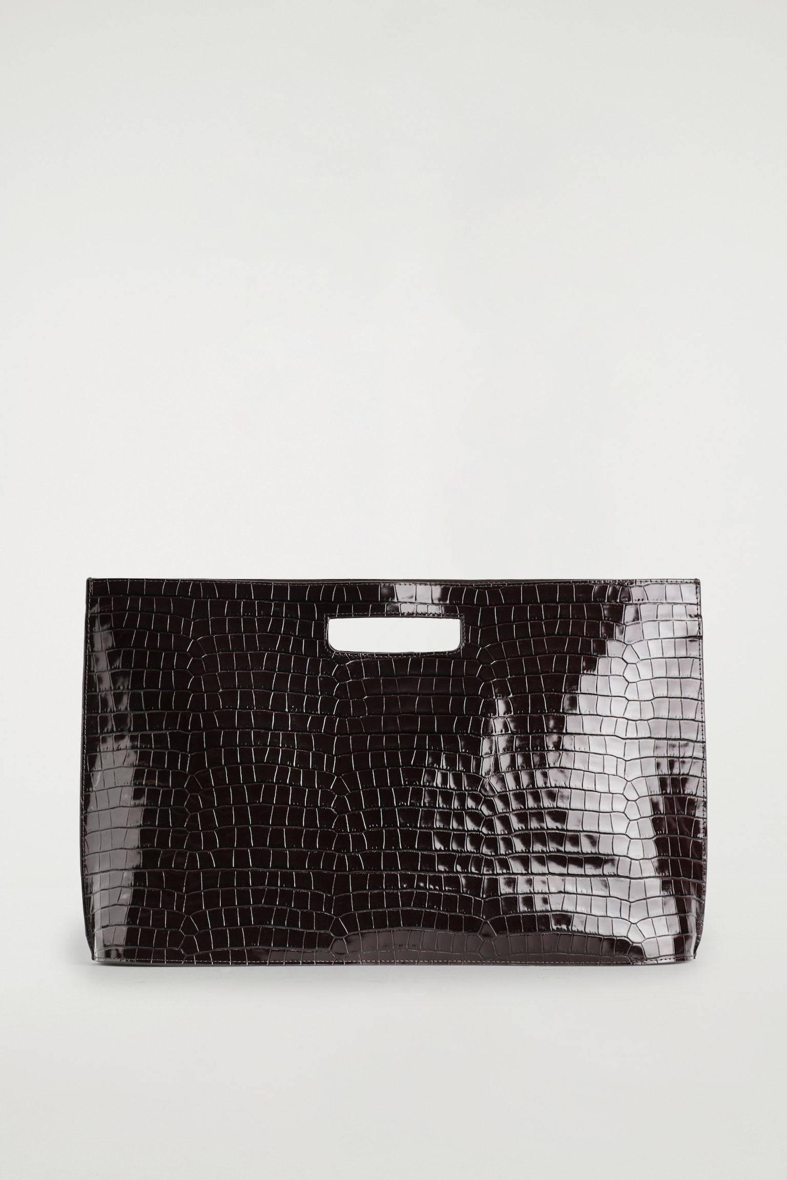 SAC FOLIO OVERSIZE - CUIR EFFET CROCO - BRUN - 2