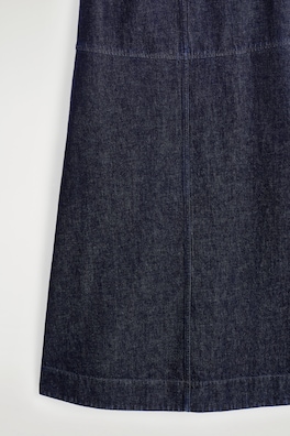 A-LINE DENIM MIDI DRESS — INDIGO 6