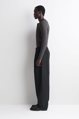 SLIM RIBBED COTTON LONG-SLEEVED HENLEY T-SHIRT — CHARCOAL MÉLANGE 4