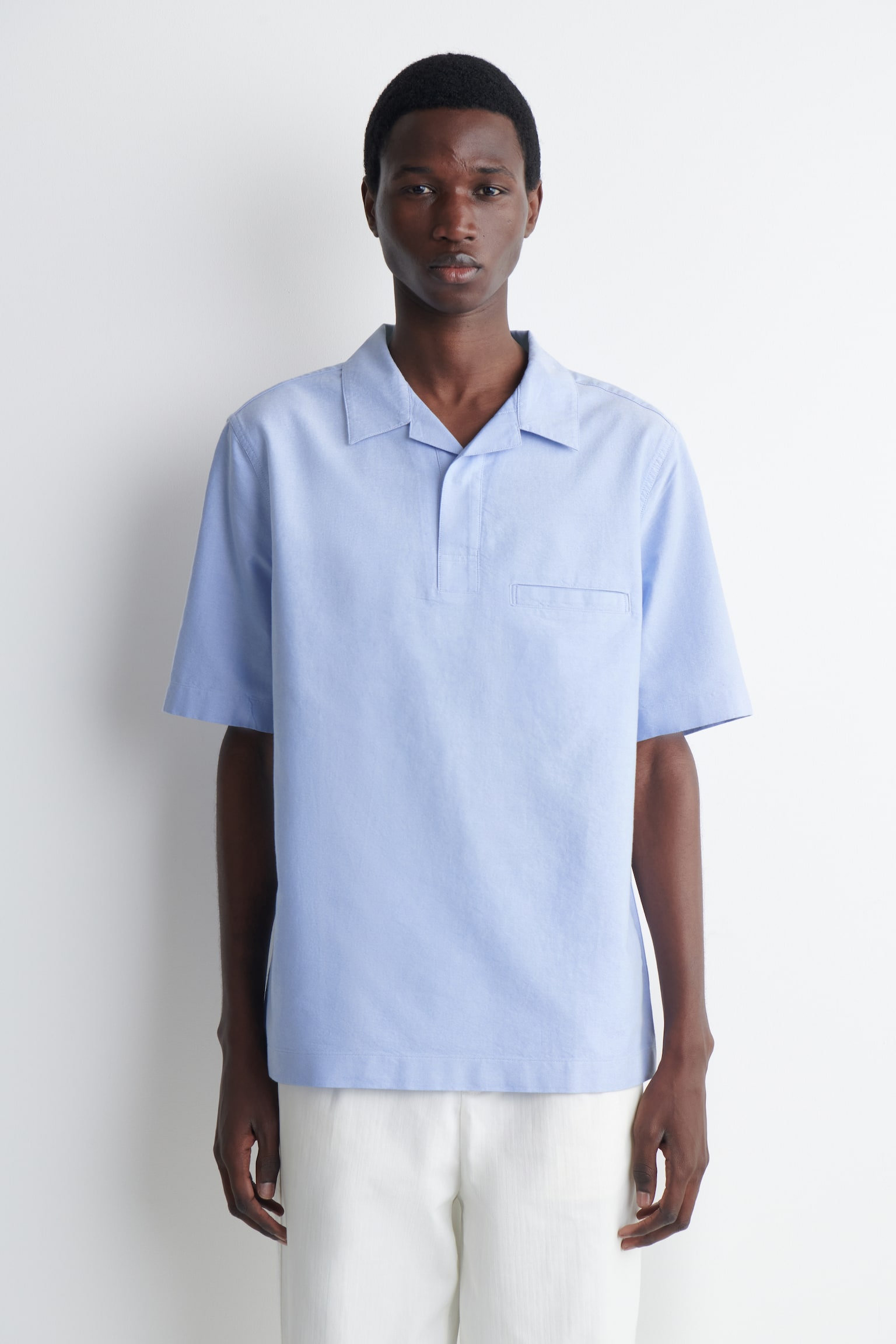 CAMICIA POPOVER IN COTONE OXFORD - AZZURRO/BIANCO - 1