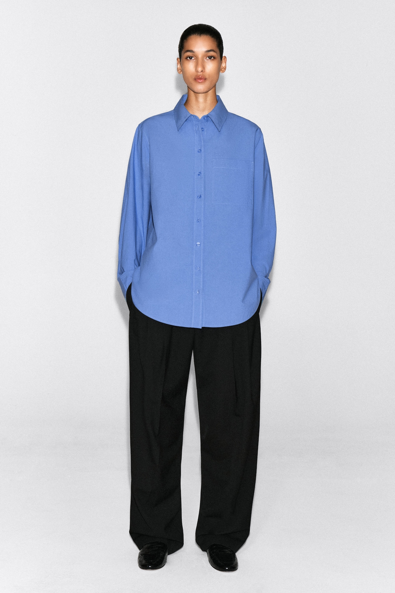 TAILORED PIMA COTTON SHIRT — BLUE