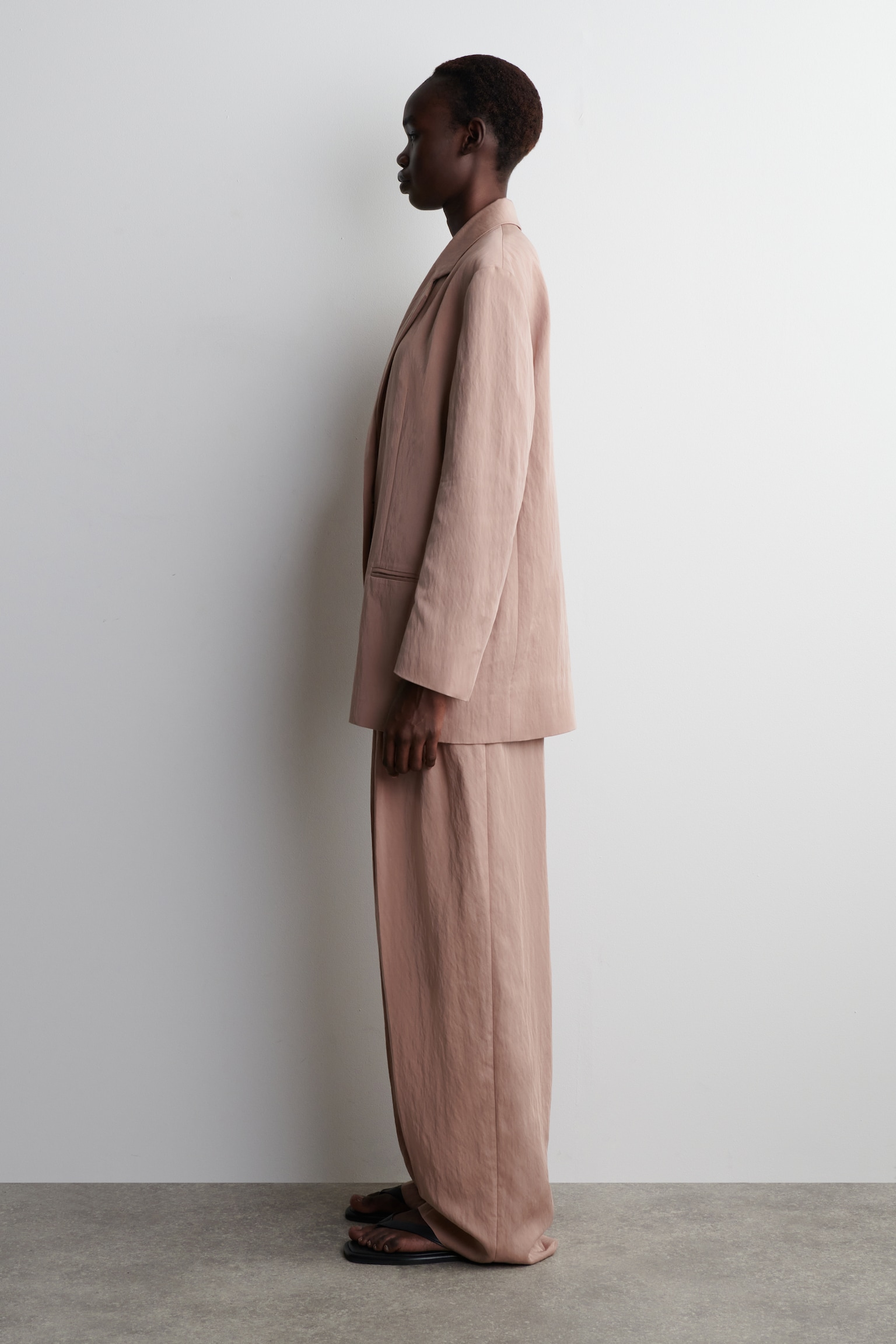 JEDNORZĘDOWA MARYNARKA OVERSIZE - JASNORÓŻOWY - 7