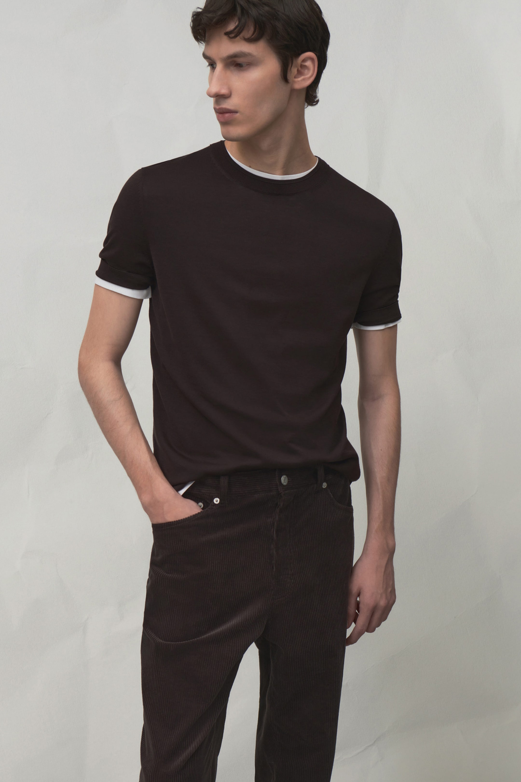 SLIM KNITTED SILK T-SHIRT