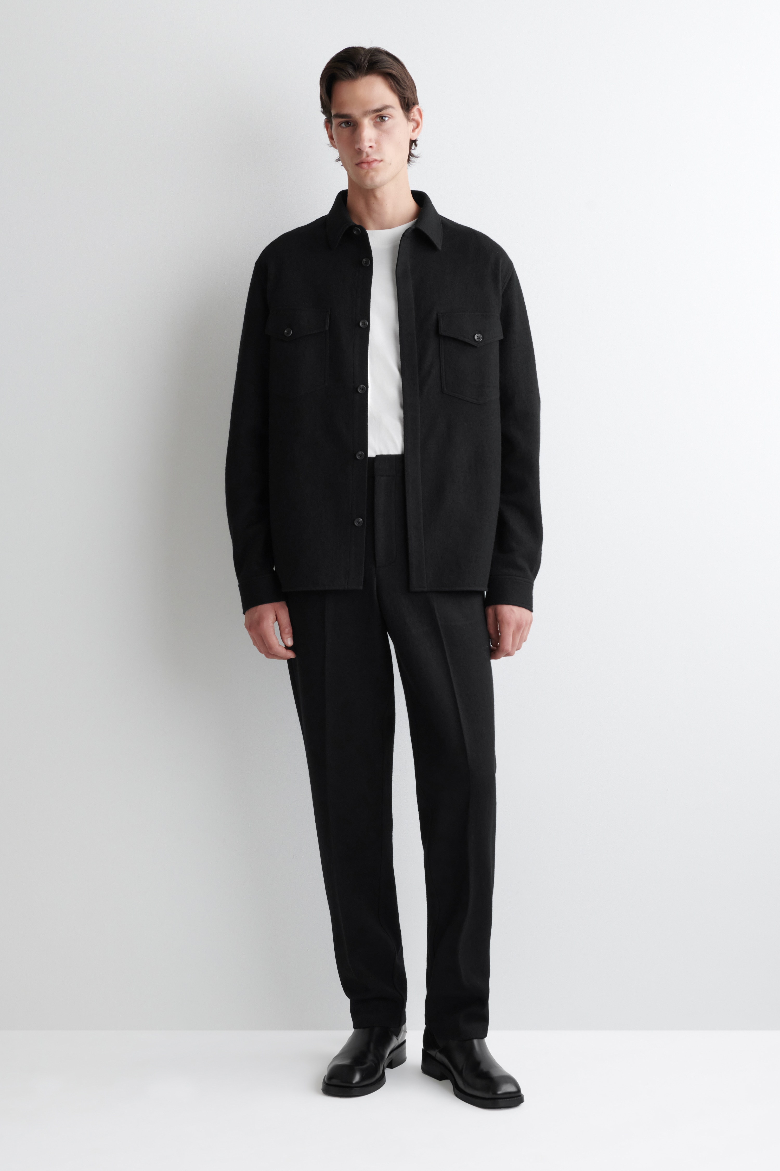 ELASTICATED BOILED-WOOL TROUSERS - BLACK/MARO ÎNCHIS/KHAKI ÎNCHIS