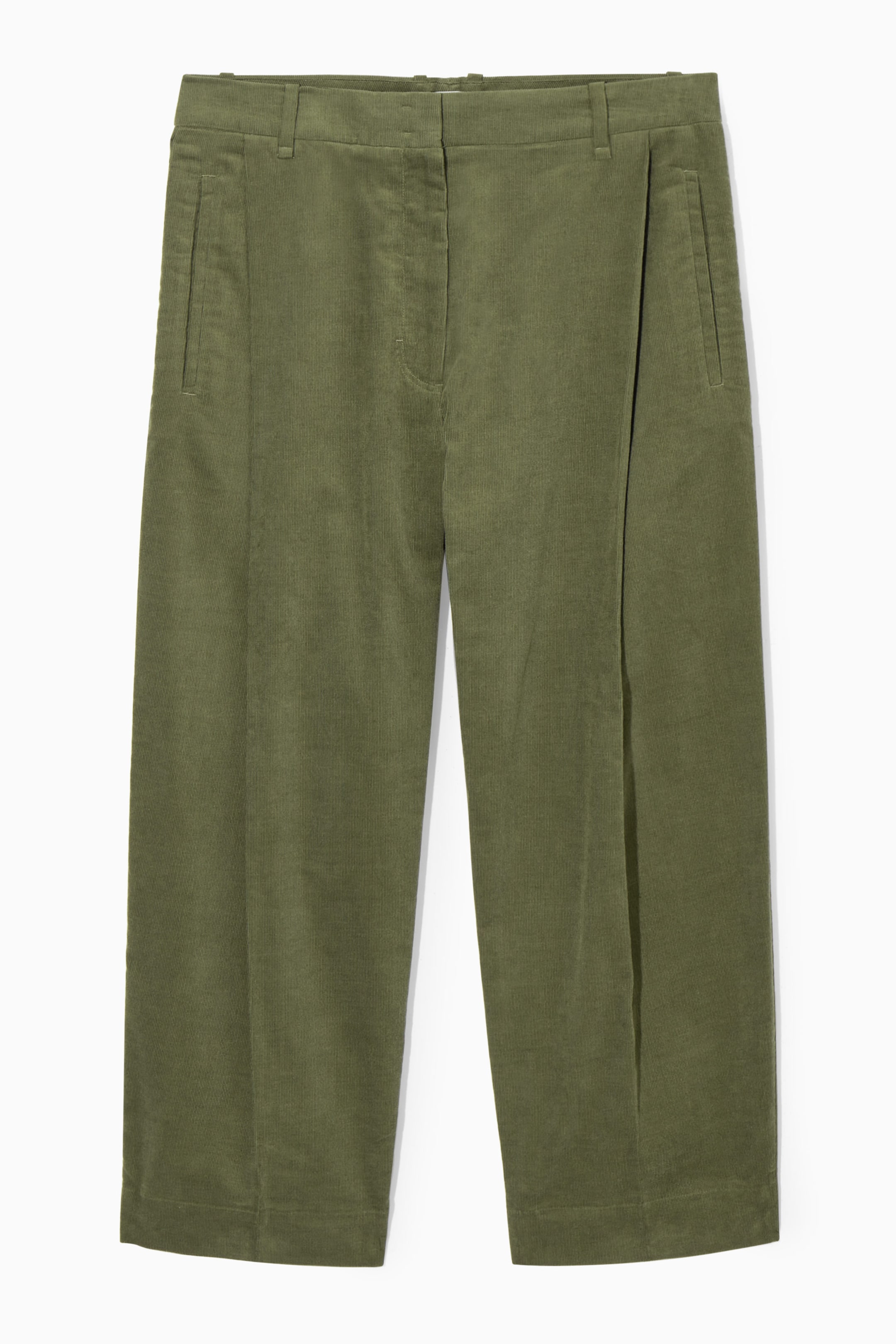 PLEATED BARREL-LEG CORDUROY TROUSERS