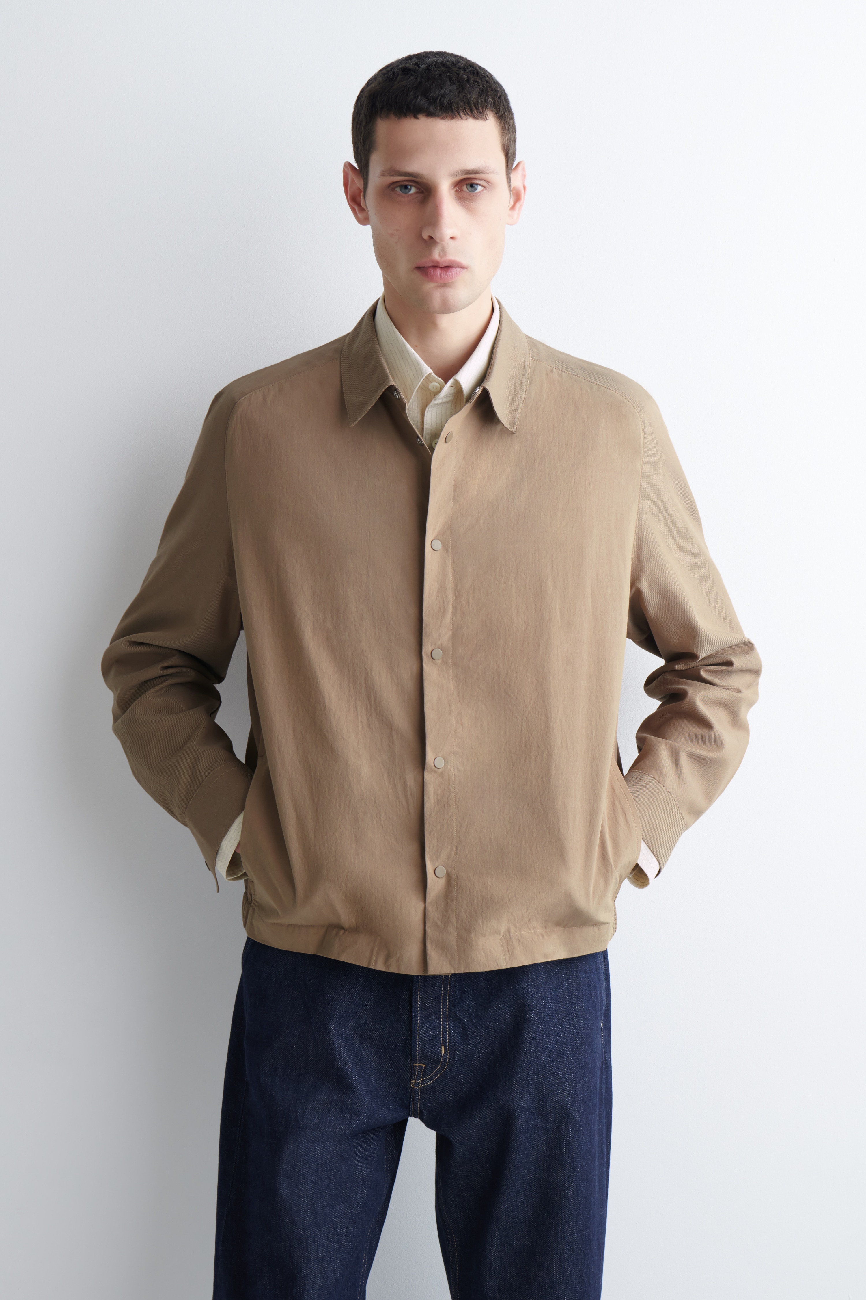 OVERSHIRT I PIMABOMULL OCH TWILL - BEIGE