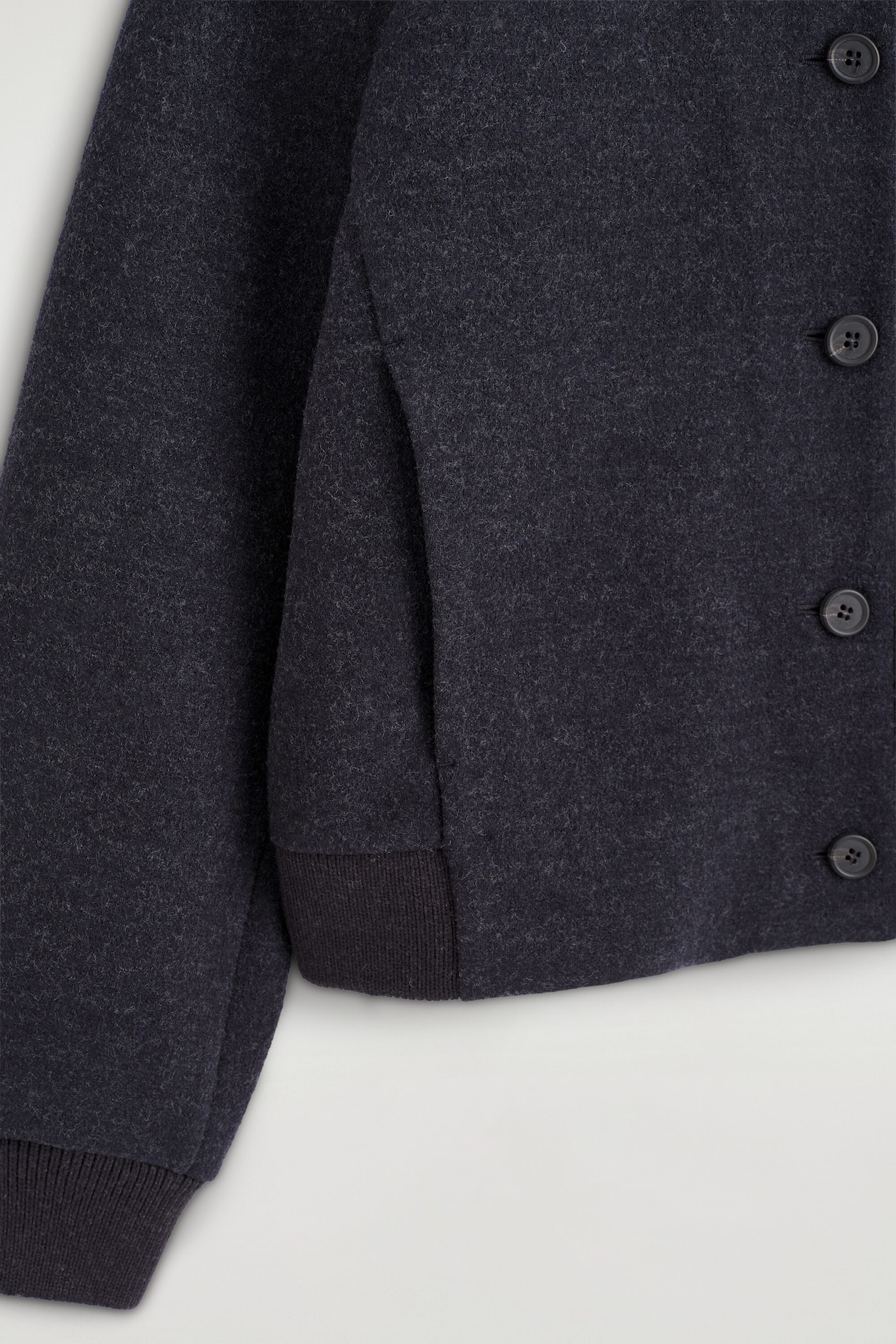 BOILED WOOL-BLEND BOMBER JACKET — CHARCOAL MÉLANGE